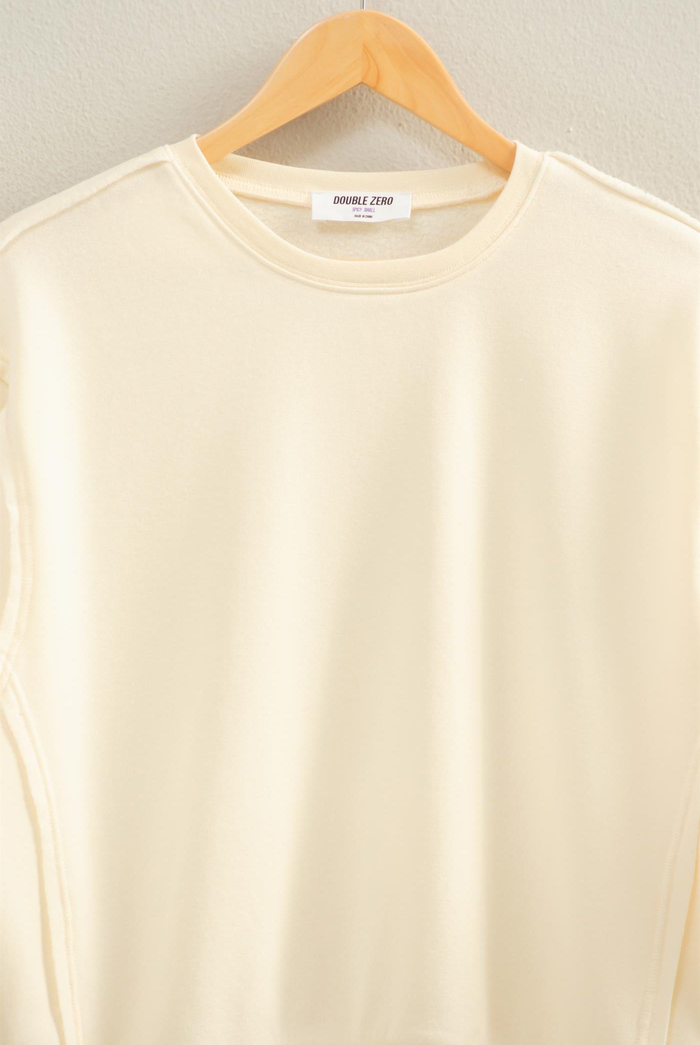 Wholesale Raw Edge Detail Burnout Sweatshirt Sweatshirts DZ26A048 WHIP CREAM DOUBLE ZERO