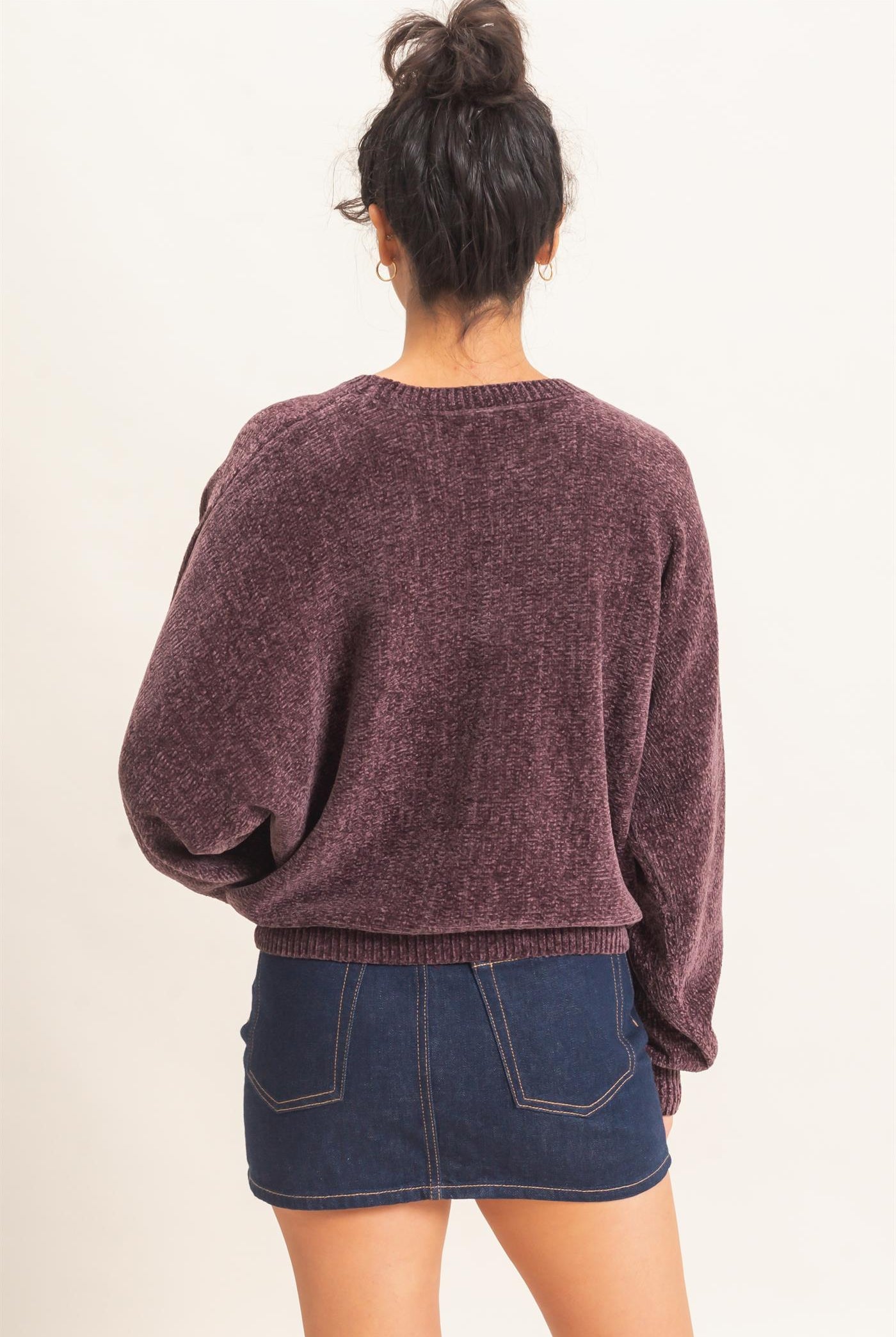 Wholesale Chenille Crew Neck Sweater Sweaters DZ26E264 COCOA DOUBLE ZERO