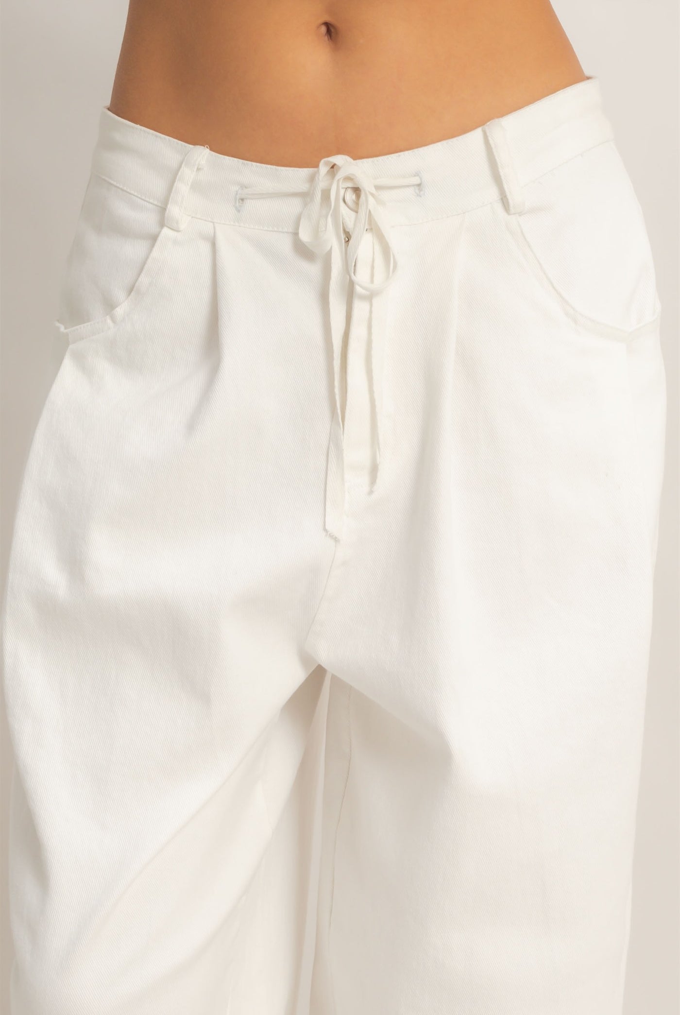 Wholesale Drawstring Wide-Leg Pants Pants HF26A393 WHITE HYFVE