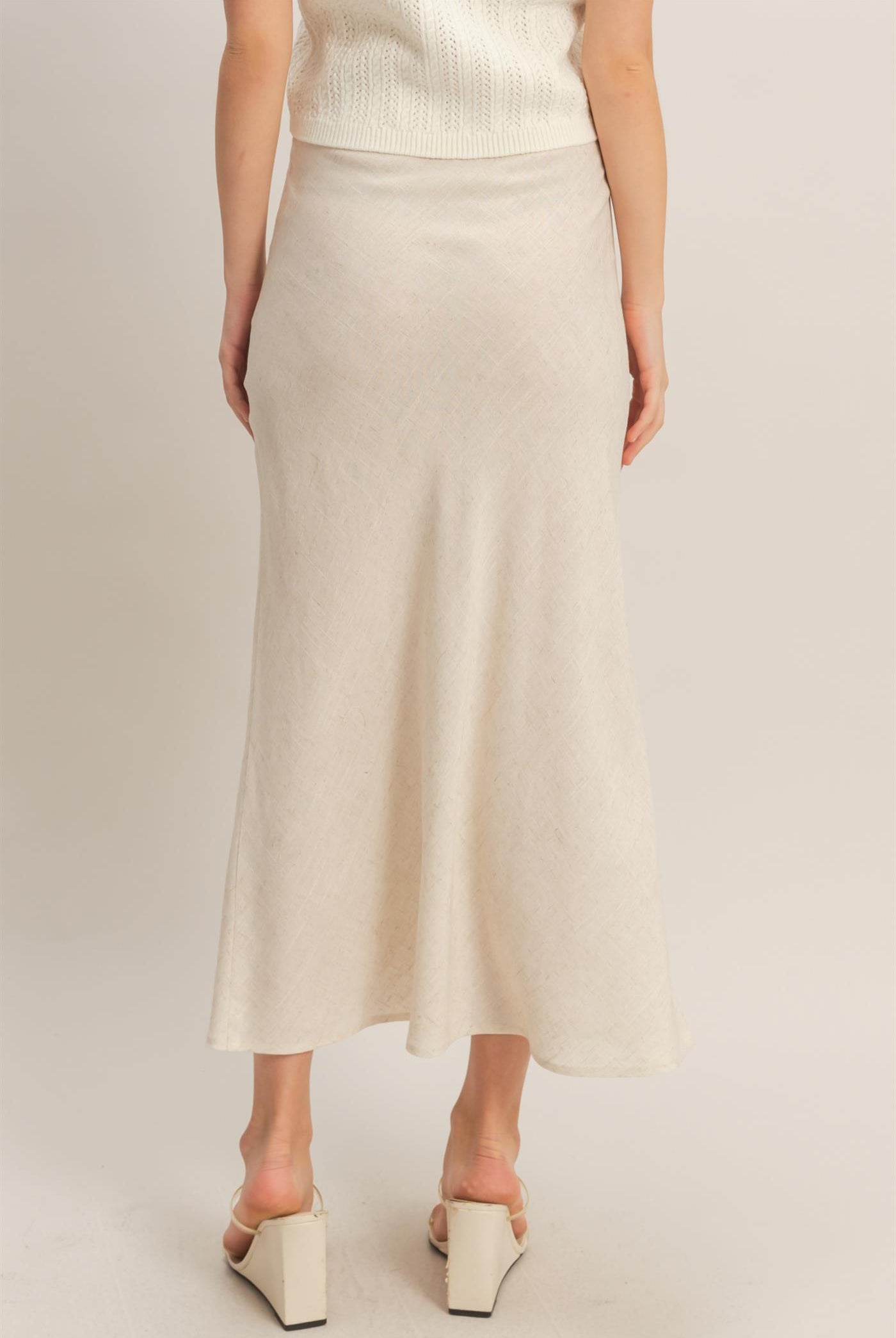 Wholesale Maxi Skirt With Elastic Waistband Skirts HF26A473-D OATMEAL HYFVE