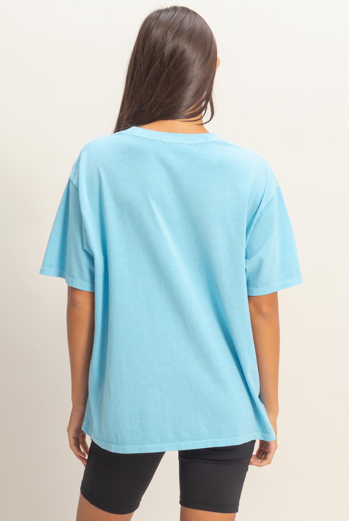 Wholesale Pigment Dyed Crew Neck T-Shirt T-Shirts DZ26A267 BLUE DOUBLE ZERO