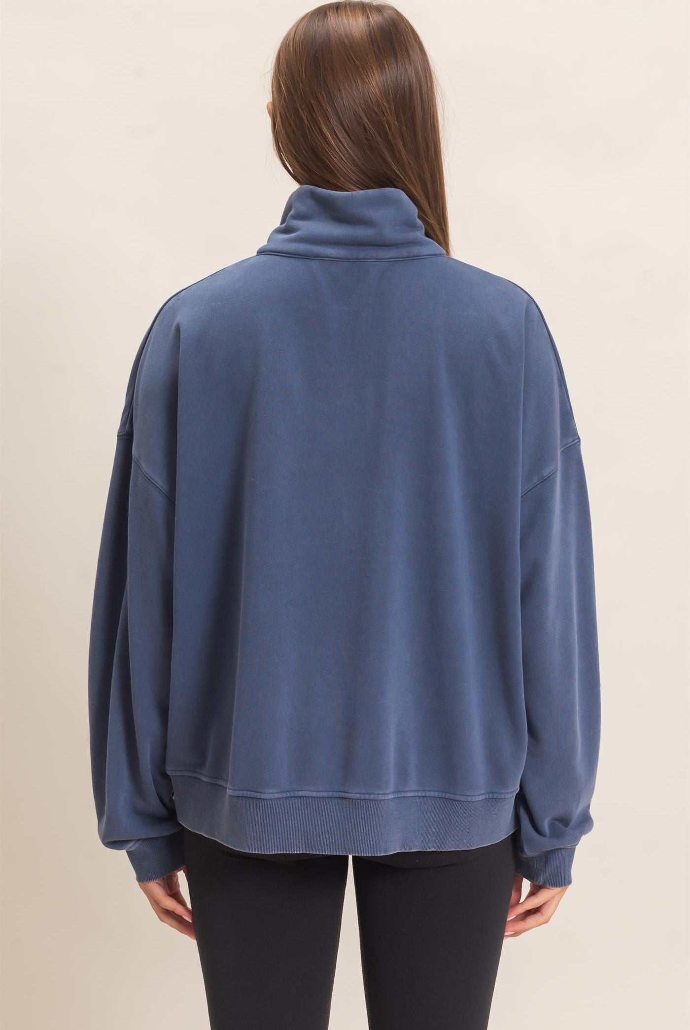 Wholesale Mineral Wash Button Front Sweatshirt Sweatshirts DZ26C909 NAVY DOUBLE ZERO