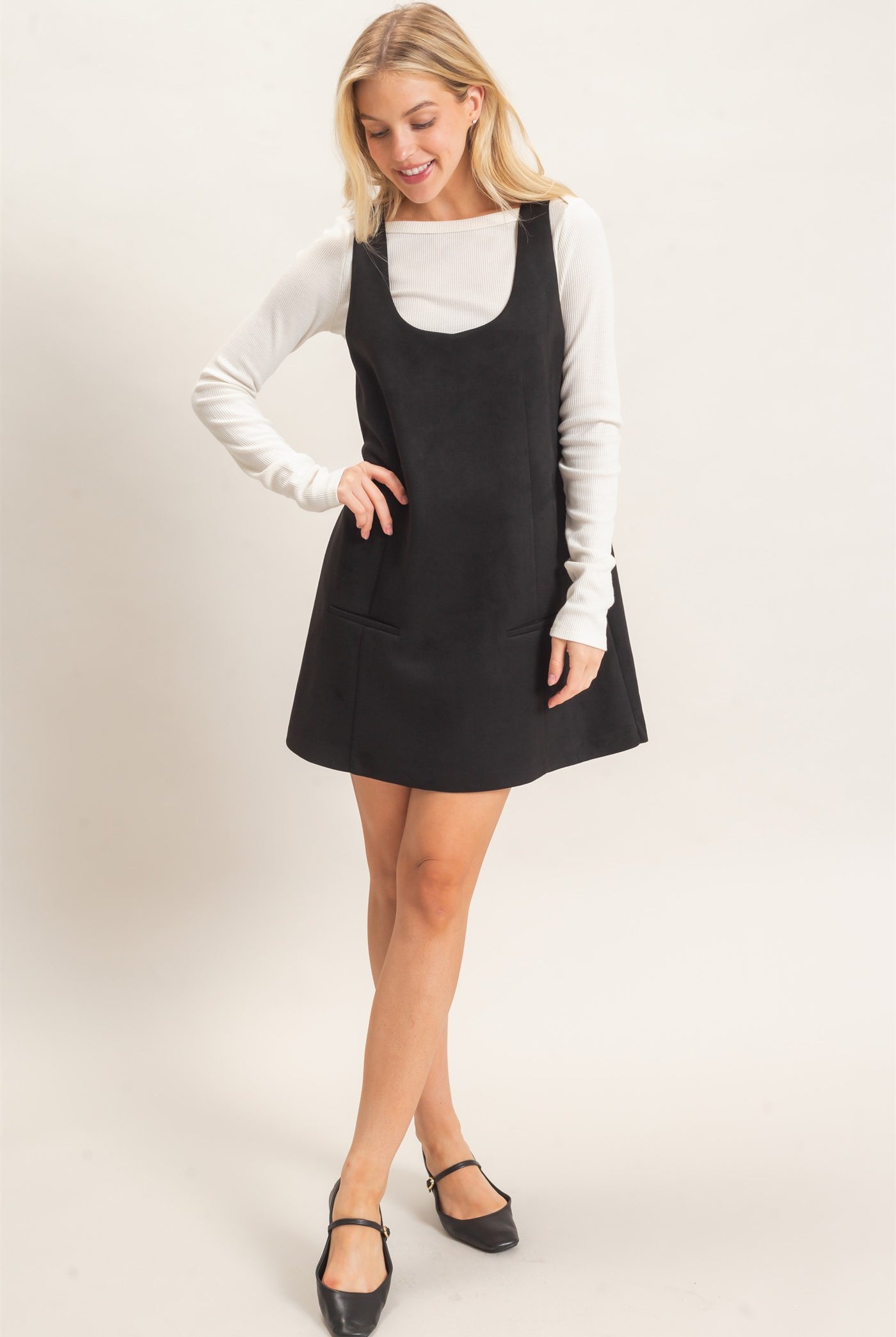 Wholesale Sleeveless Suede Mini Dress Dresses HF26F219 BLACK HYFVE