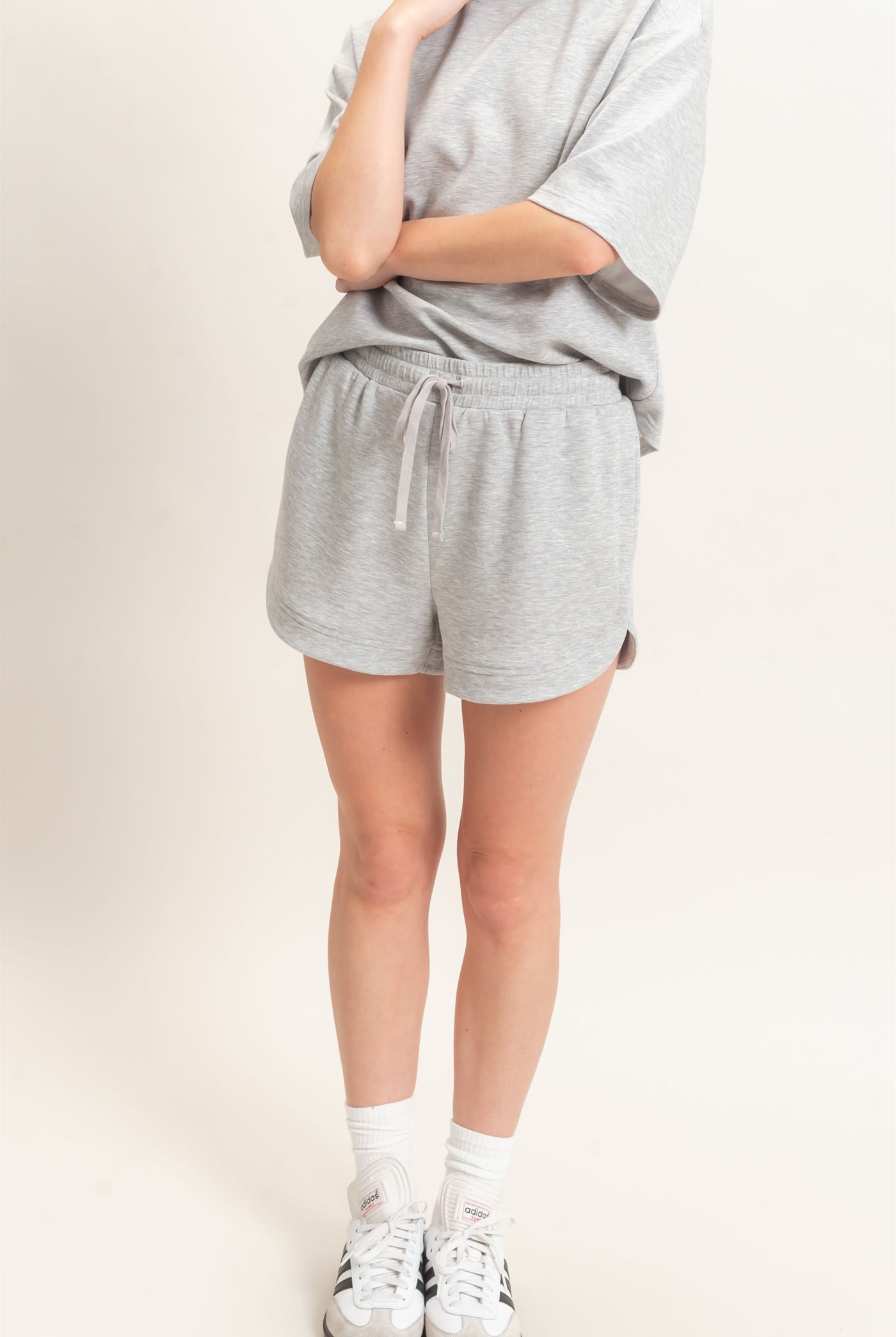 Wholesale Elastic Waistband Shorts Shorts DZ26C973 HEATHER GRAY HYFVE