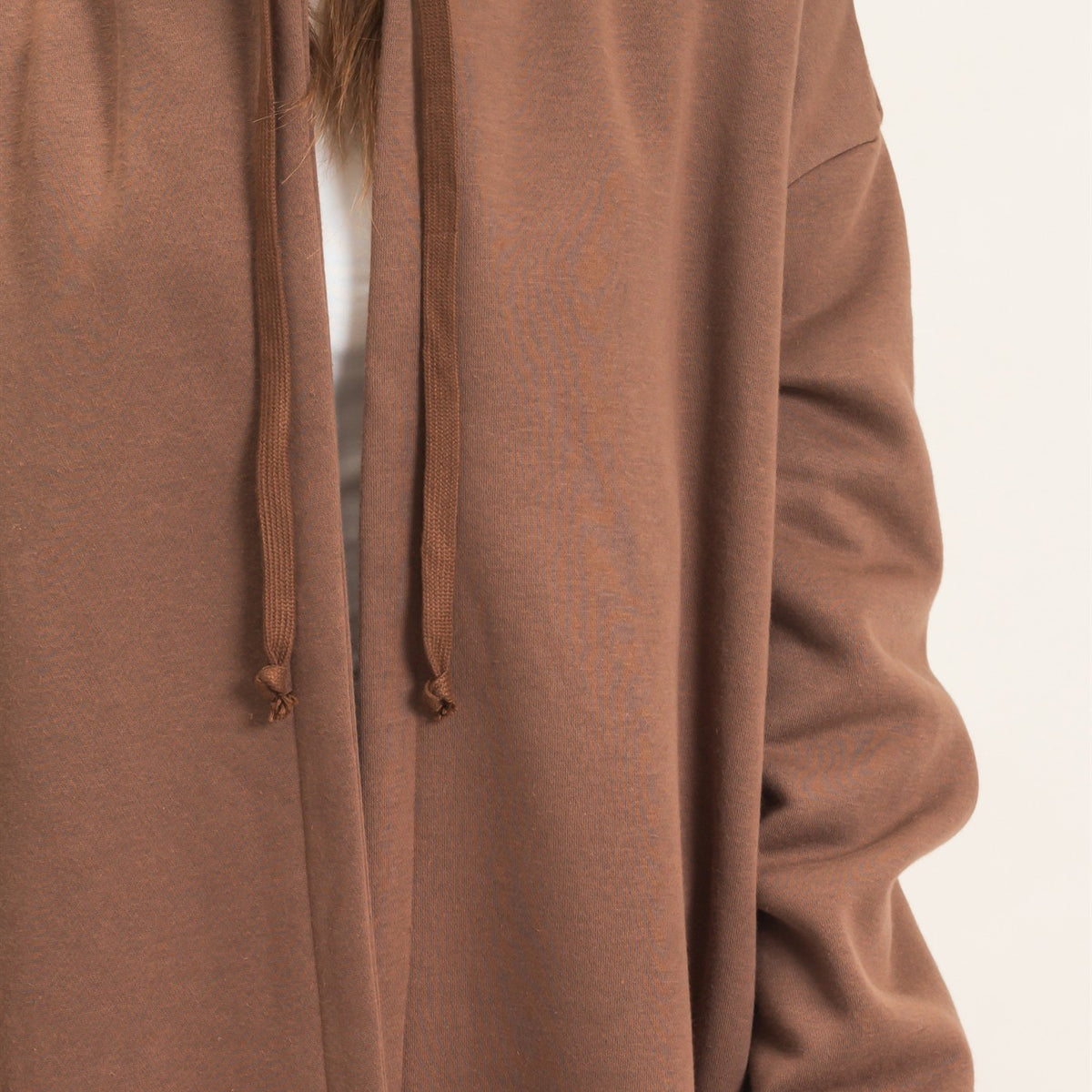 Wholesale Oversized Hooded Open Front Coat Coats & Jackets HF26F142-D BROWN HYFVE