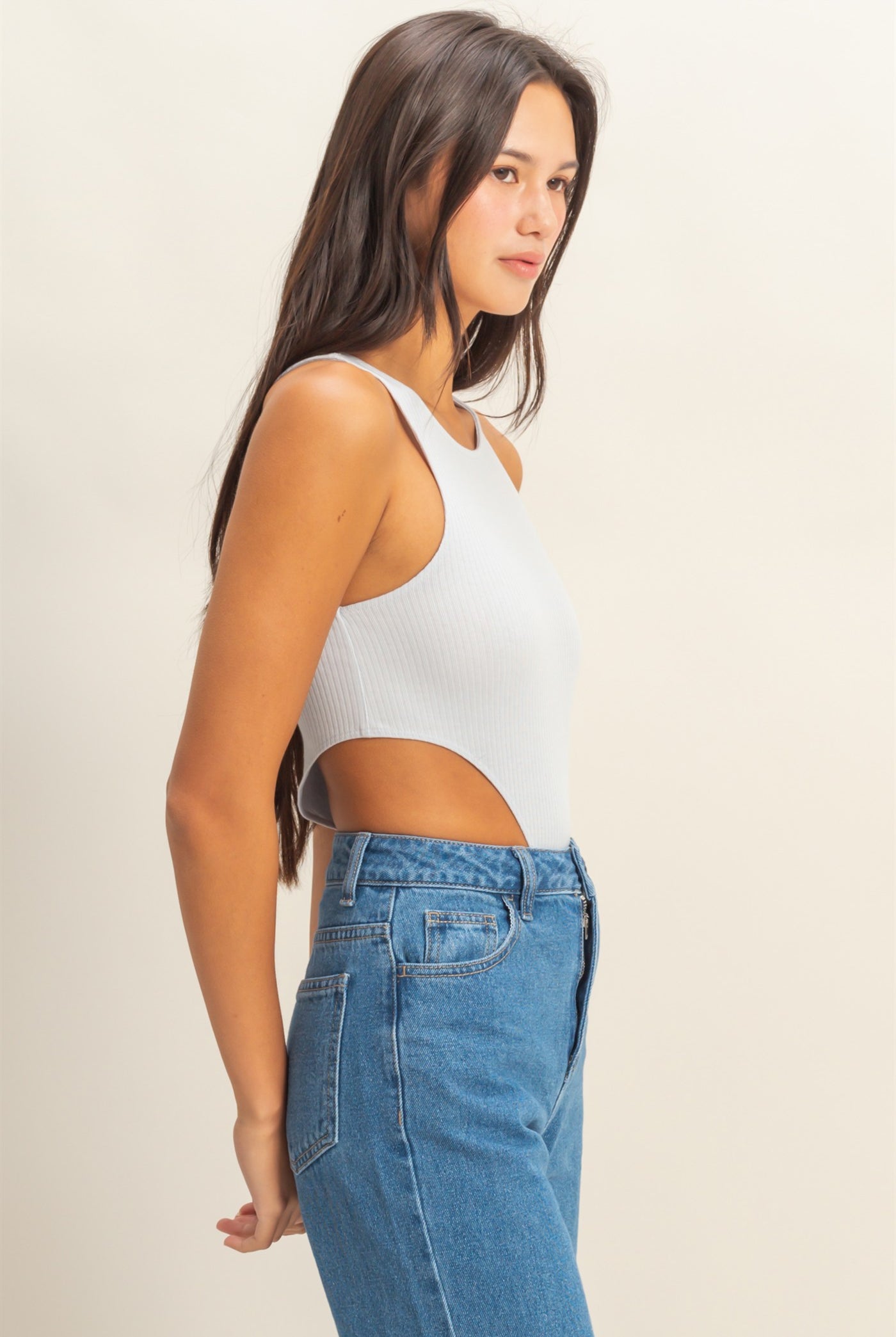 Wholesale High Cut Bodysuit Clothing Tops DZ22E146 ARCTIC BLUE DOUBLE ZERO