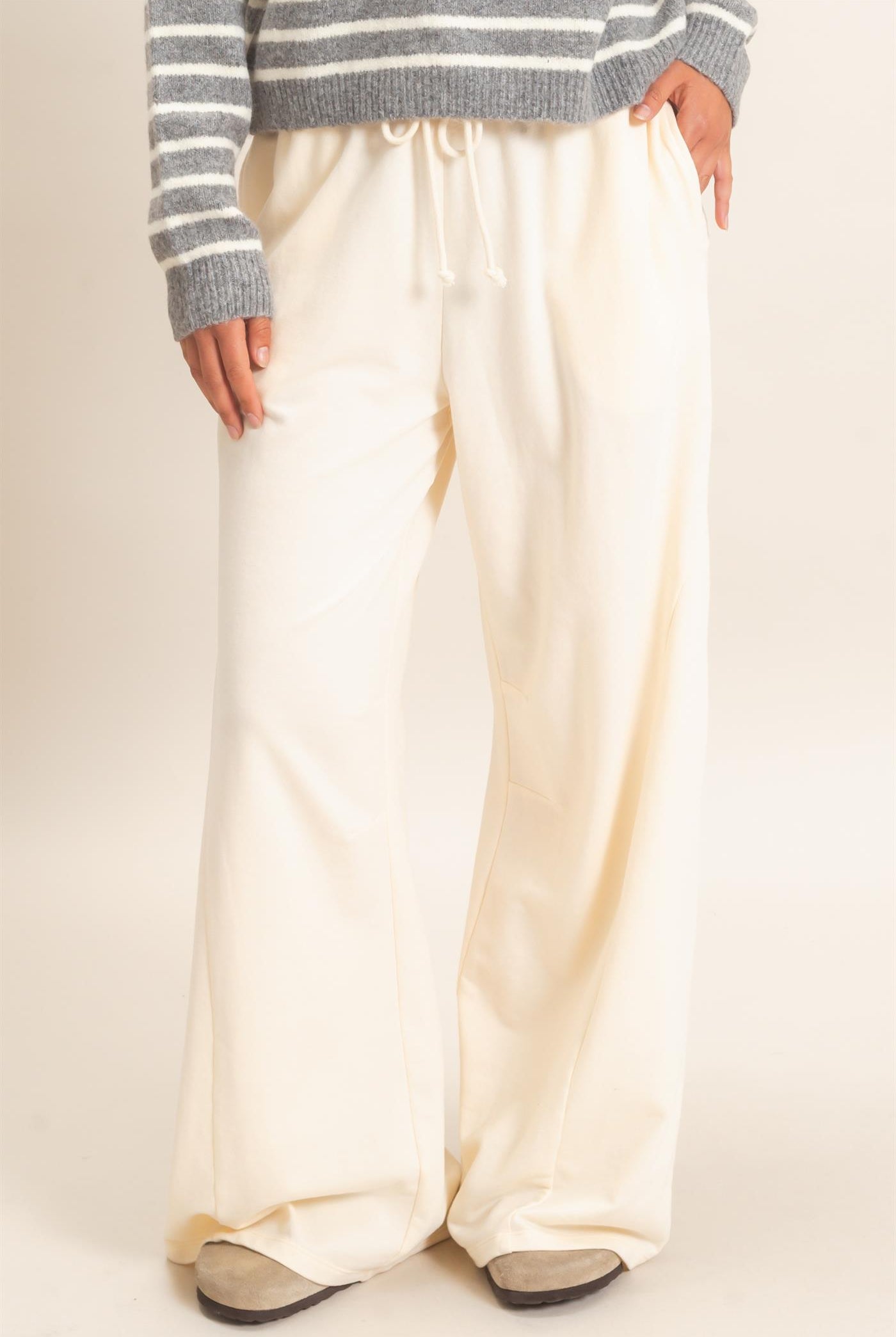 Wholesale Mineral Washed Wide Leg Pants Pants DZ26F082 ALPACA DOUBLE ZERO