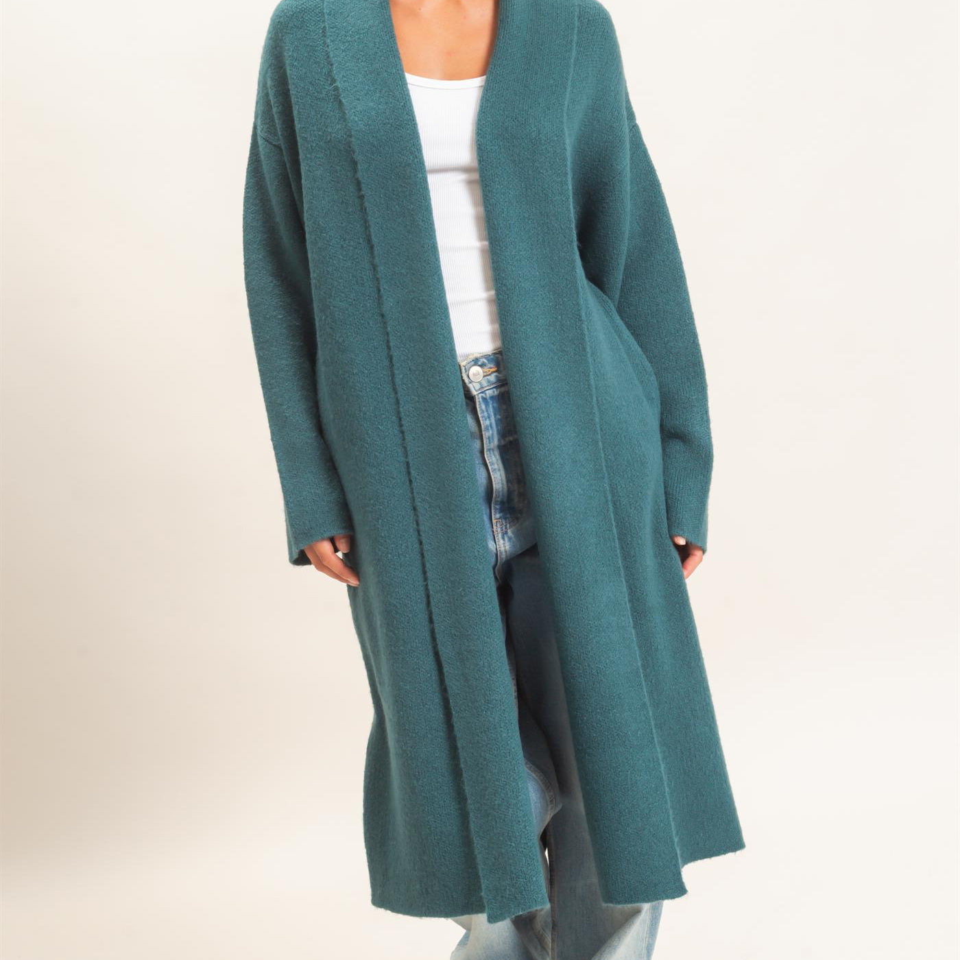 Wholesale Duster Cardigan Sweaters DZ26E267 DARK TEAL DOUBLE ZERO