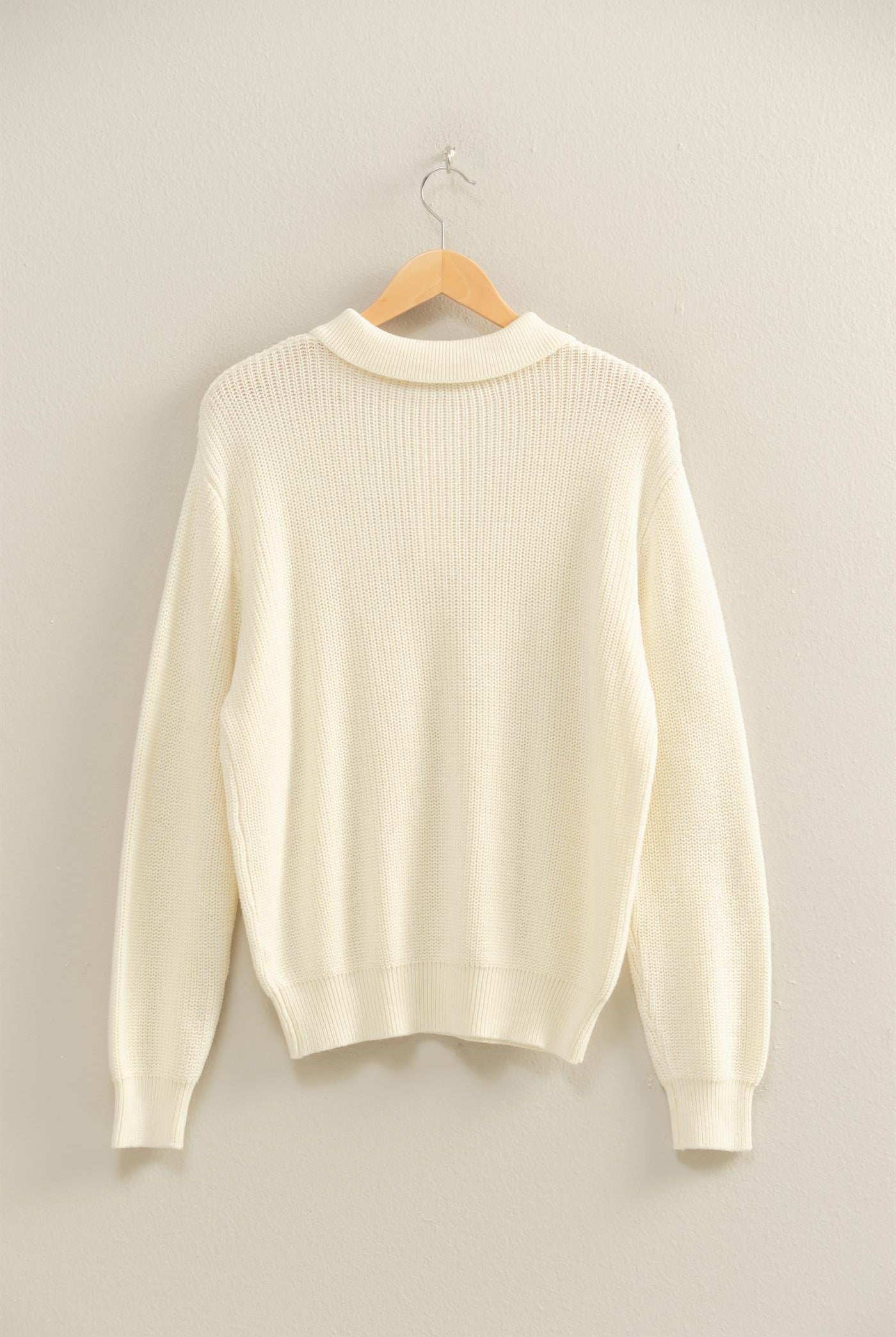 Wholesale Oversized Collar Sweater Sweaters DZ25E823 CREAM DOUBLE ZERO