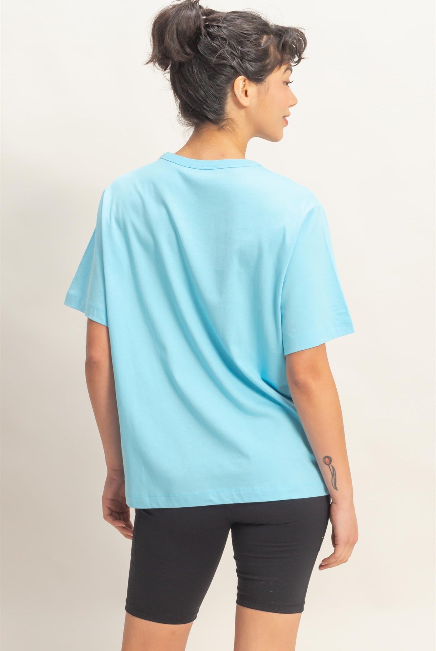Wholesale Oversized Short Sleeve Crew Neck T-Shirt Clothing Tops DZ26A794 BLUE DOUBLE ZERO