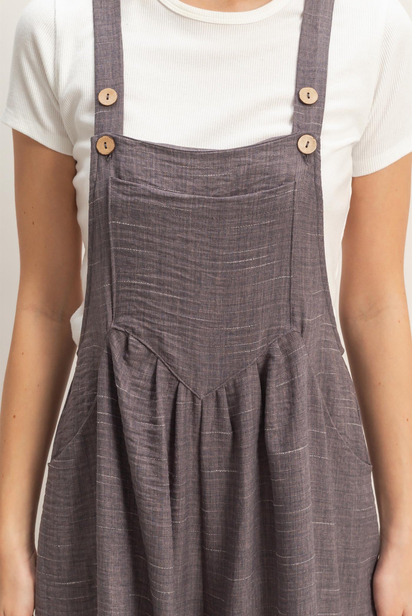 Wholesale Wide Leg Overall Jumpsuit Clothing HF26C322 CHARCOAL HYFVE