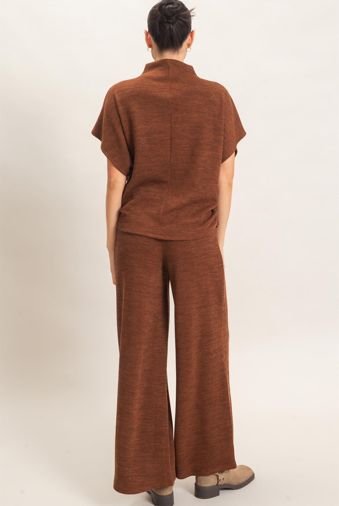 Wholesale Dolman Sleeve Top And Pant Set Clothing HF26F225-SET-D BROWN HYFVE