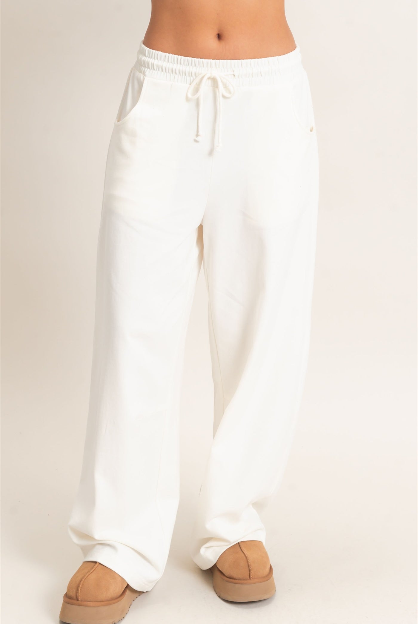 Wholesale Washed Barrel Sweatpants Pants DZ26E379 CREAM DOUBLE ZERO
