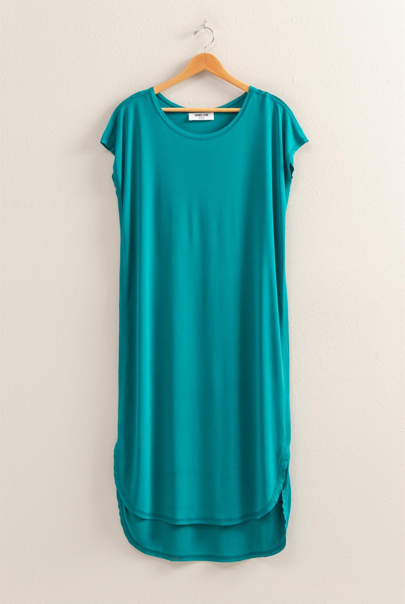 Wholesale Soft High Low Midi Dress With Round Hem Dresses DZ25E307 TEAL DOUBLE ZERO