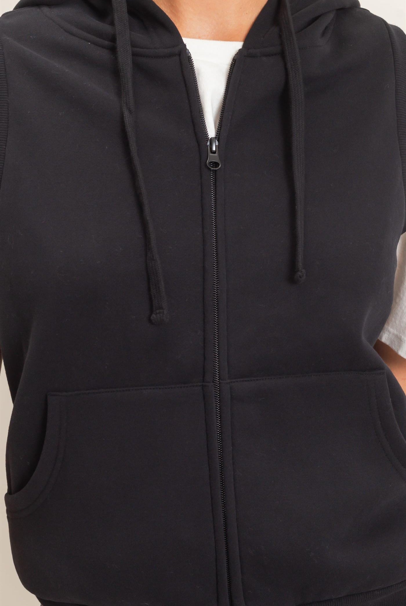 Wholesale Sleeveless Zip Up Hoodie Hoodies DZ26E330 BLACK DOUBLE ZERO