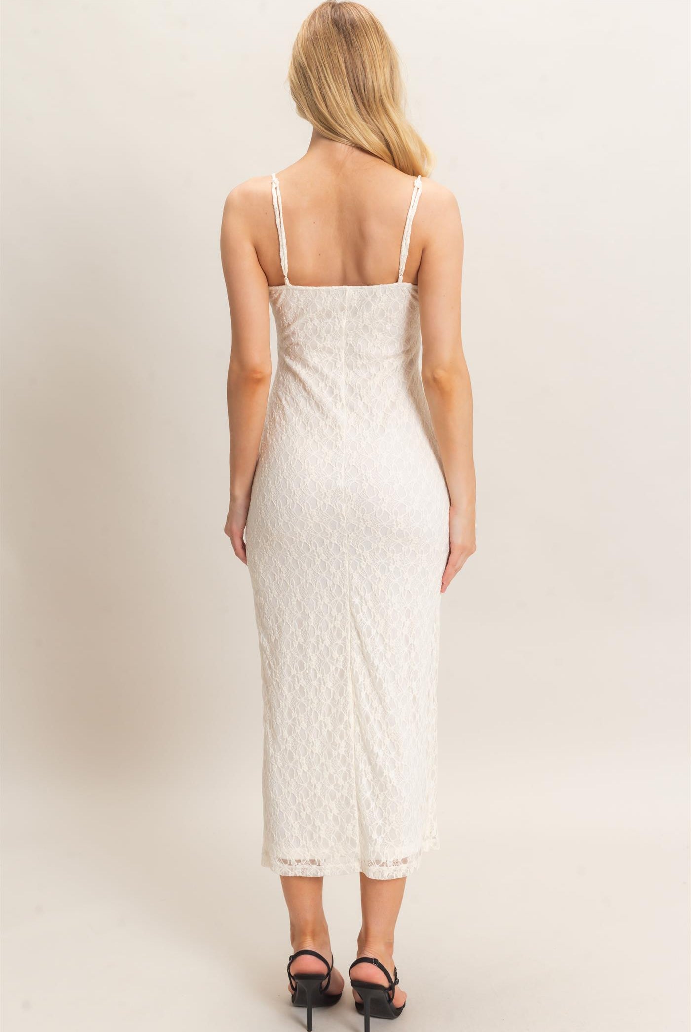 Wholesale Lace Midi Slip Dress Dresses HF26A879 CREAM HYFVE