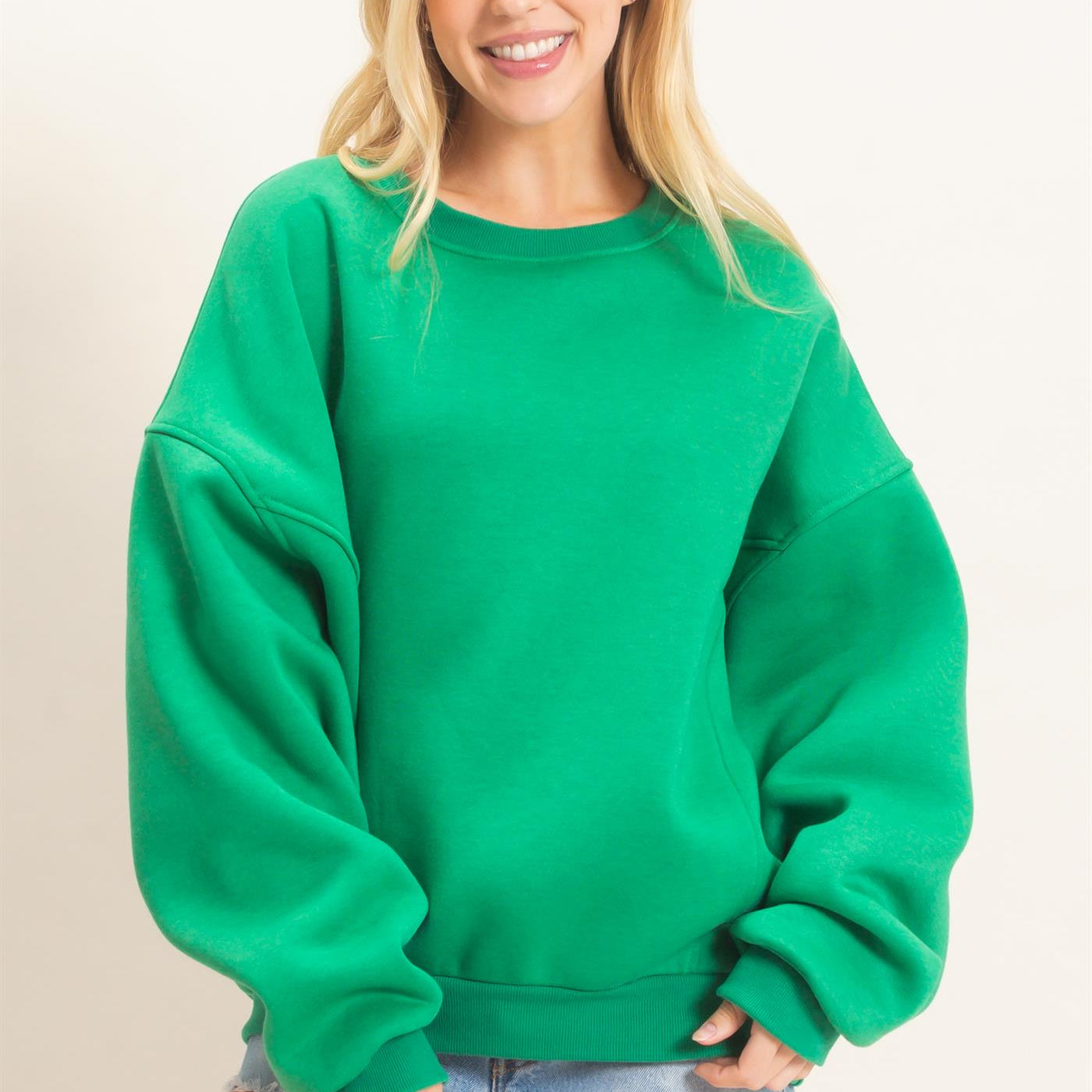 Wholesale Oversized Dropped Shoulder Sweatshirt Sweatshirts HF26F141 GREEN HYFVE