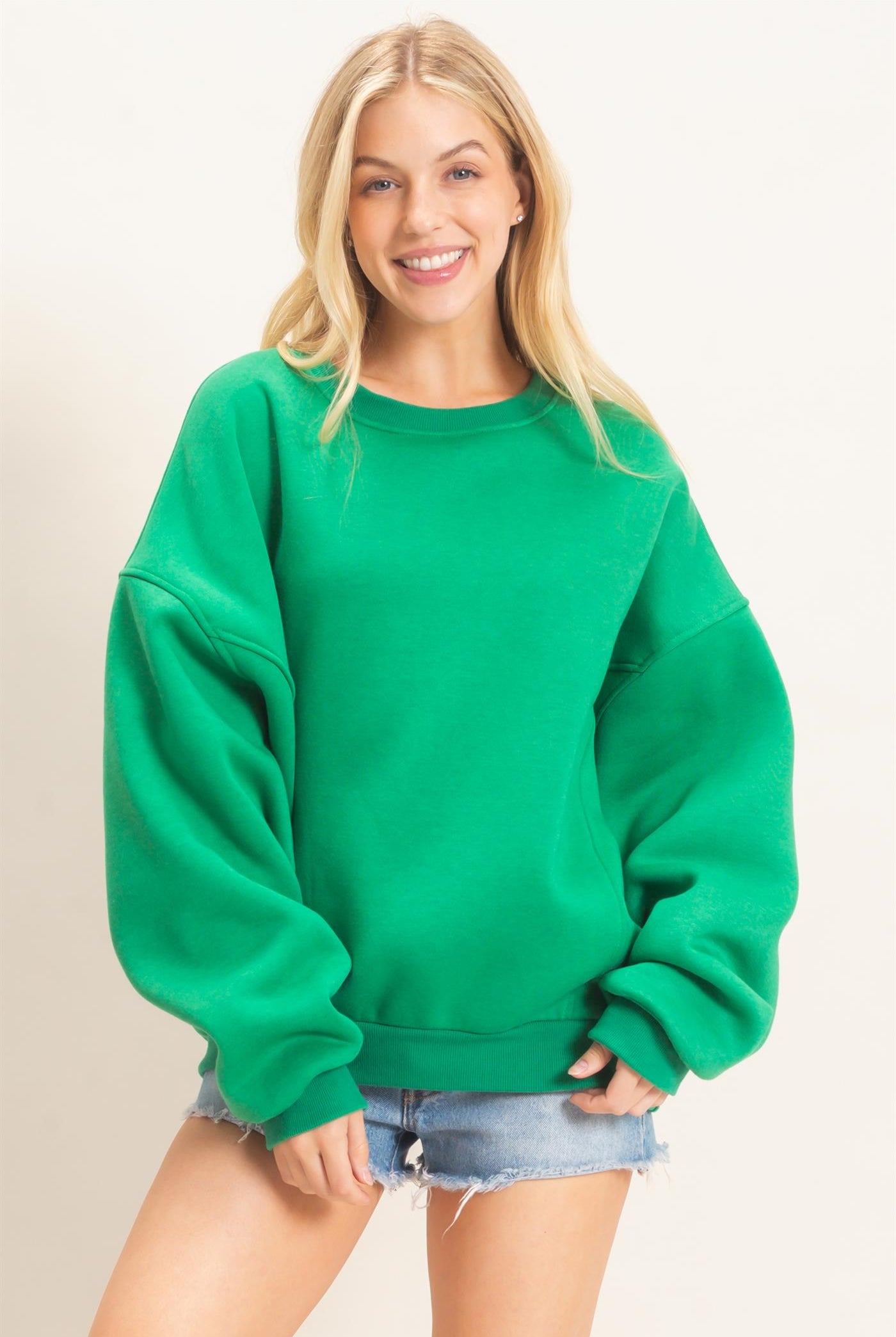 Wholesale Oversized Dropped Shoulder Sweatshirt Sweatshirts HF26F141 GREEN HYFVE