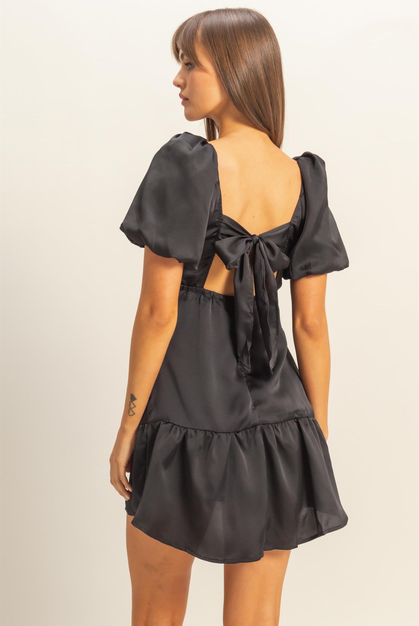 Wholesale Ruched Mini Dress Dresses HF22C741 BLACK HYFVE