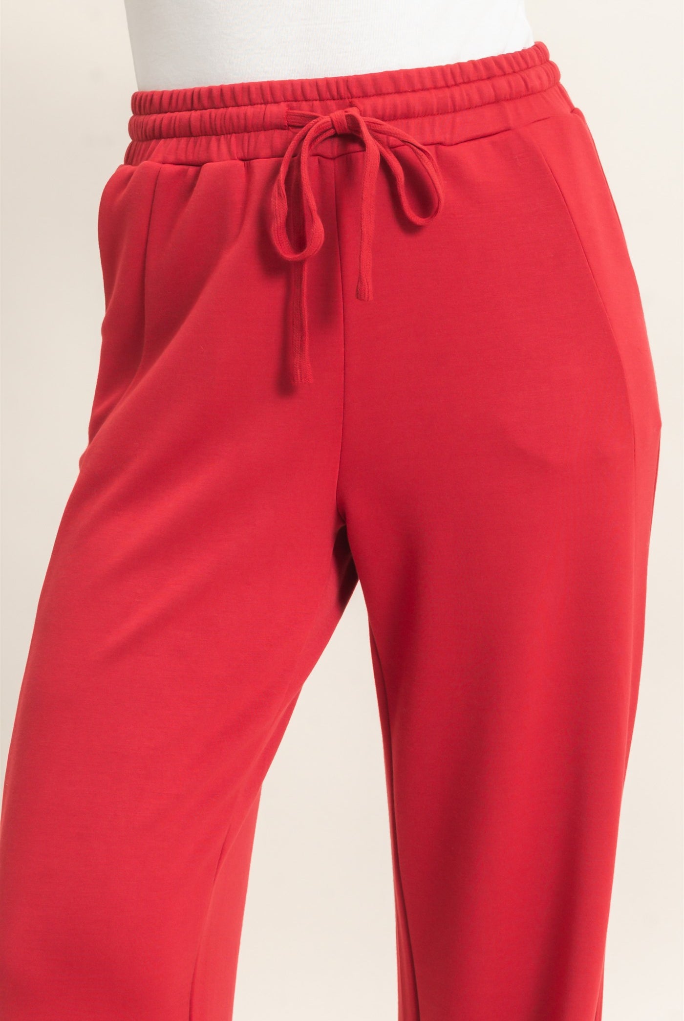 Wholesale Elastic Waist Straight Leg Pants Pants DZ26C969 DARK RED DOUBLE ZERO