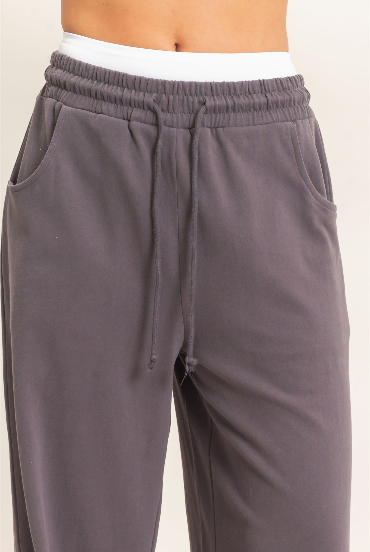 Wholesale Washed Barrel Sweatpants Pants DZ26E379 CHARCOAL DOUBLE ZERO