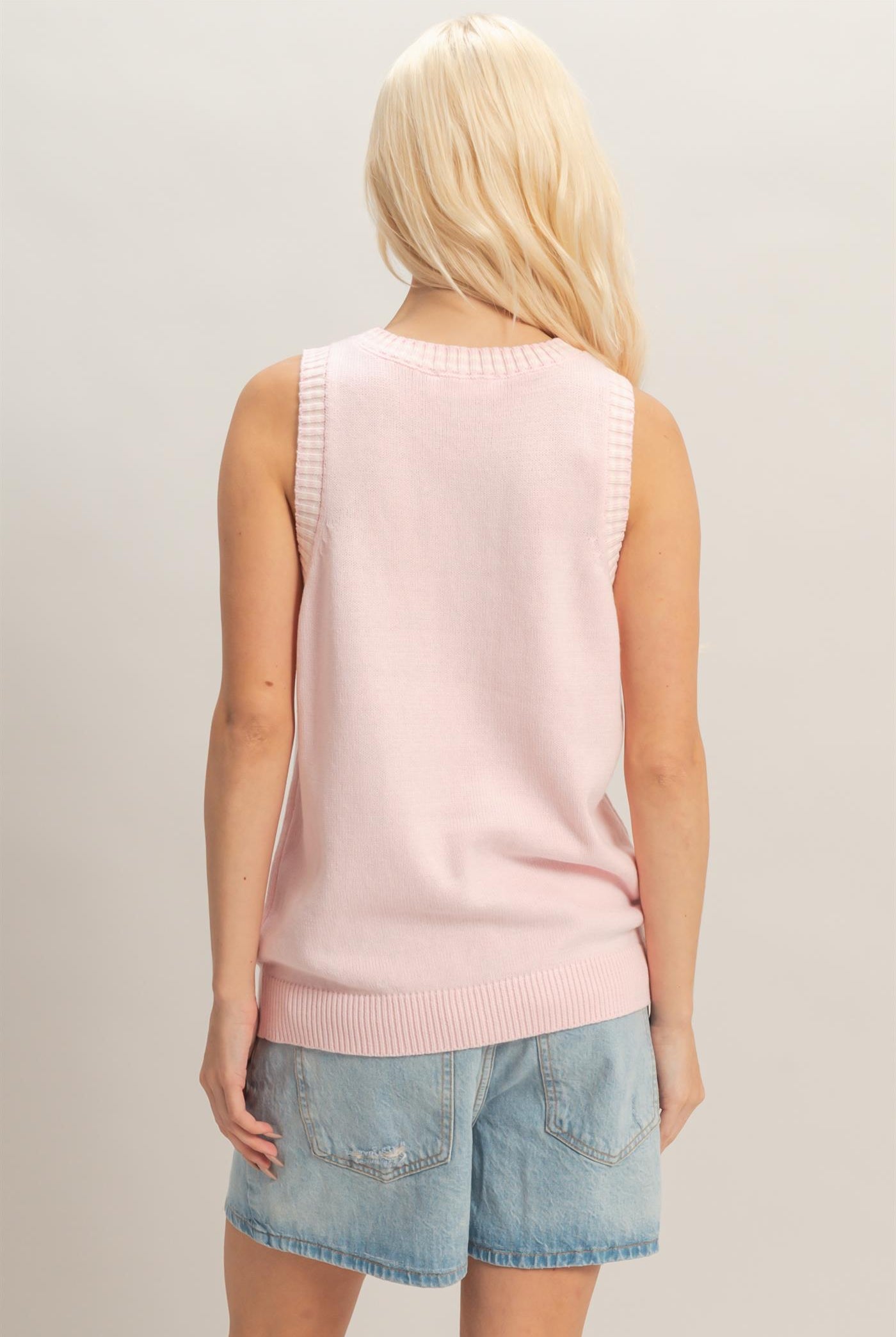 Wholesale Number Graphic Knit Tank Top Tank Tops DZ26A821 SOFT PINK DOUBLE ZERO