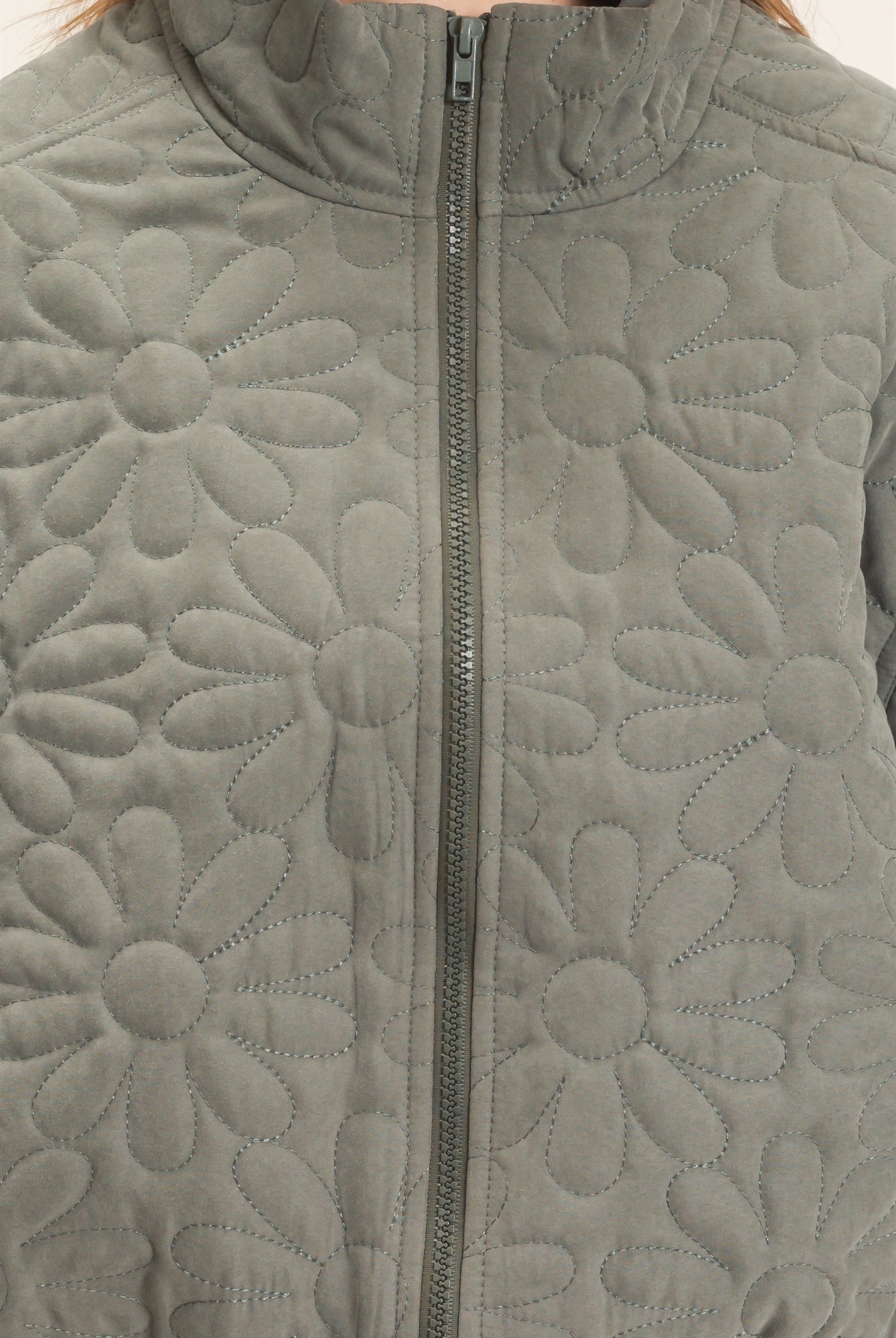 Wholesale Daisy Quilted Mock Neck Jacket Coats & Jackets HF26C821 OLIVE HYFVE