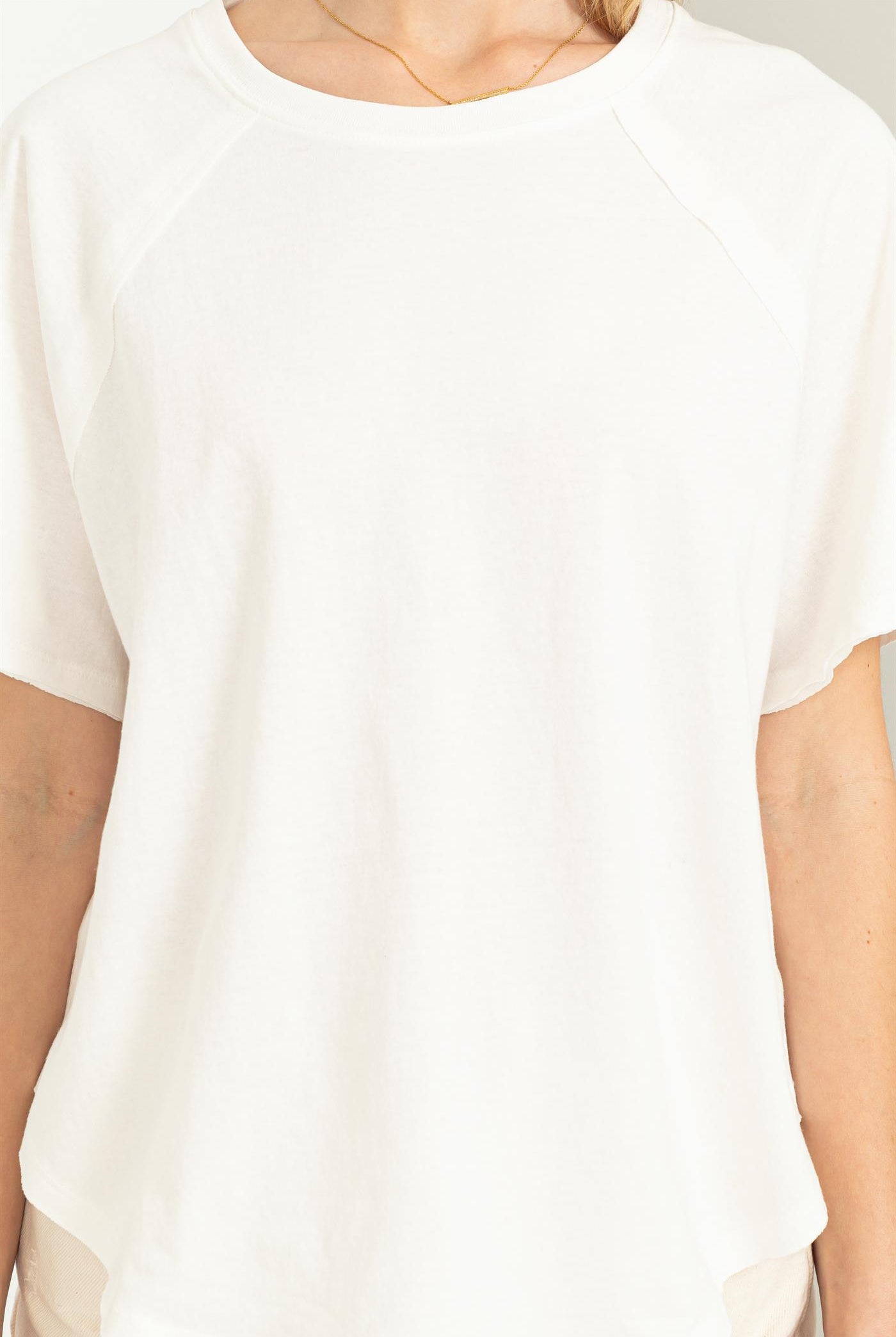 Wholesale Round Neck Curved Hem Short Sleeve T Shirt Clothing Tops DZ23C325 OFF WHITE HYFVE