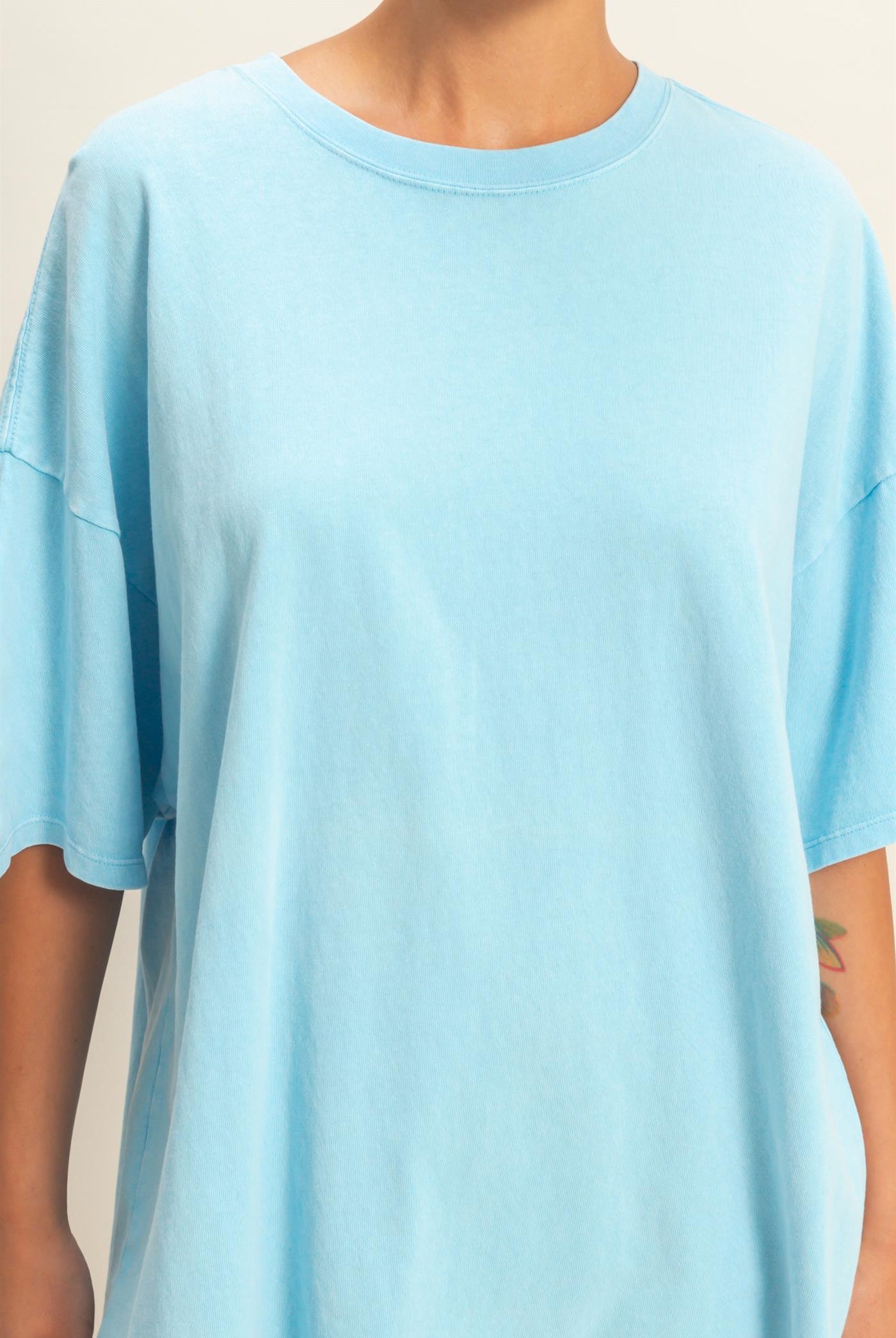 Wholesale Oversized Mineral Wash T-Shirt T-Shirts DZ26A031 BLUE DOUBLE ZERO