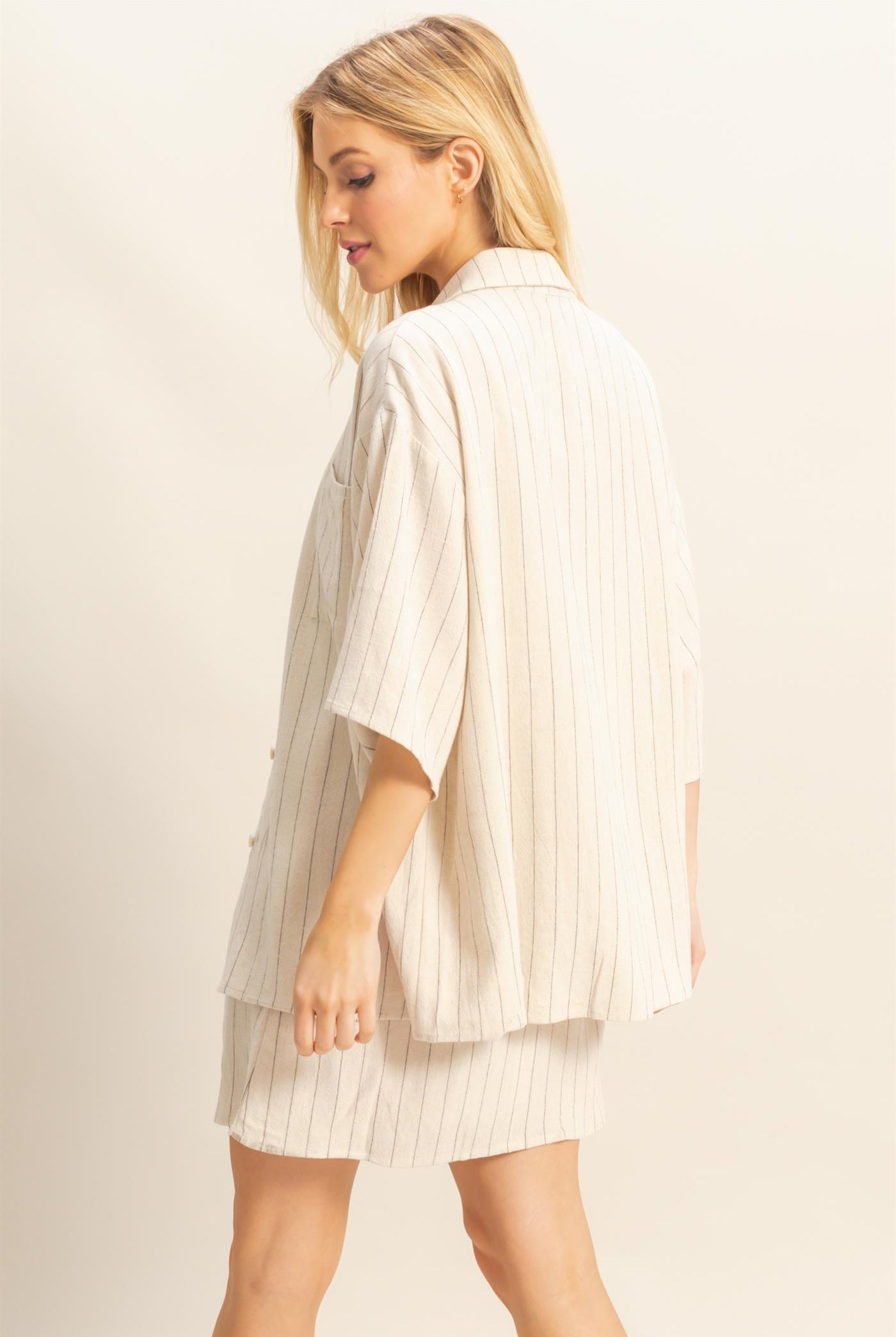 Wholesale Stripe Shirt And Dress Set Clothing HF25E086-SET OATMEAL HYFVE