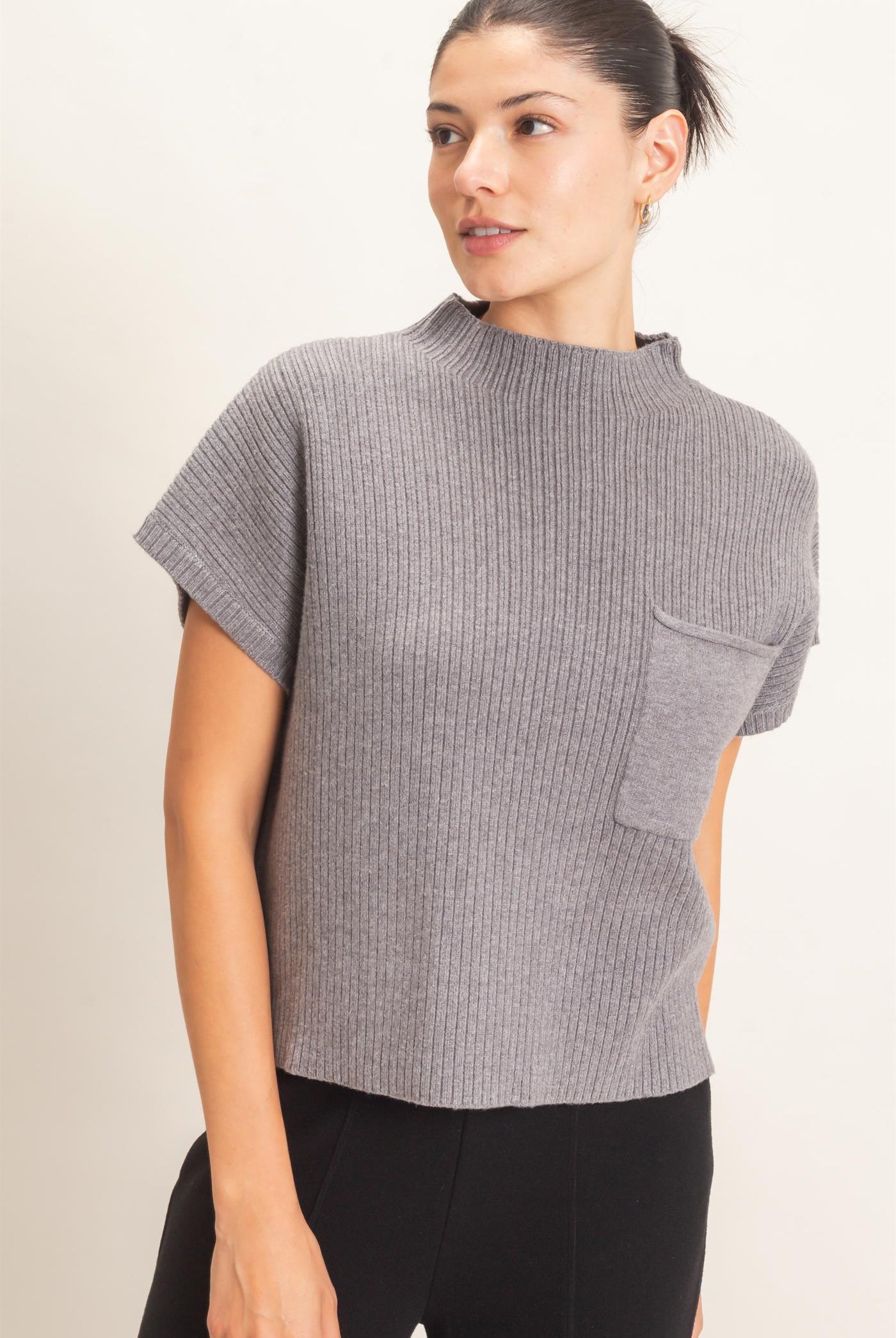Wholesale Ribbed Dolman Sweater Sweaters HF26E835 GRAY HYFVE