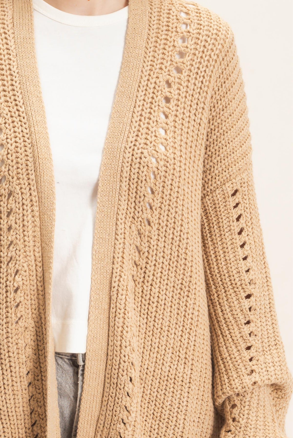 Wholesale Open-Front Cardigan Cardigans HF26C410 LIGHT TAUPE HYFVE
