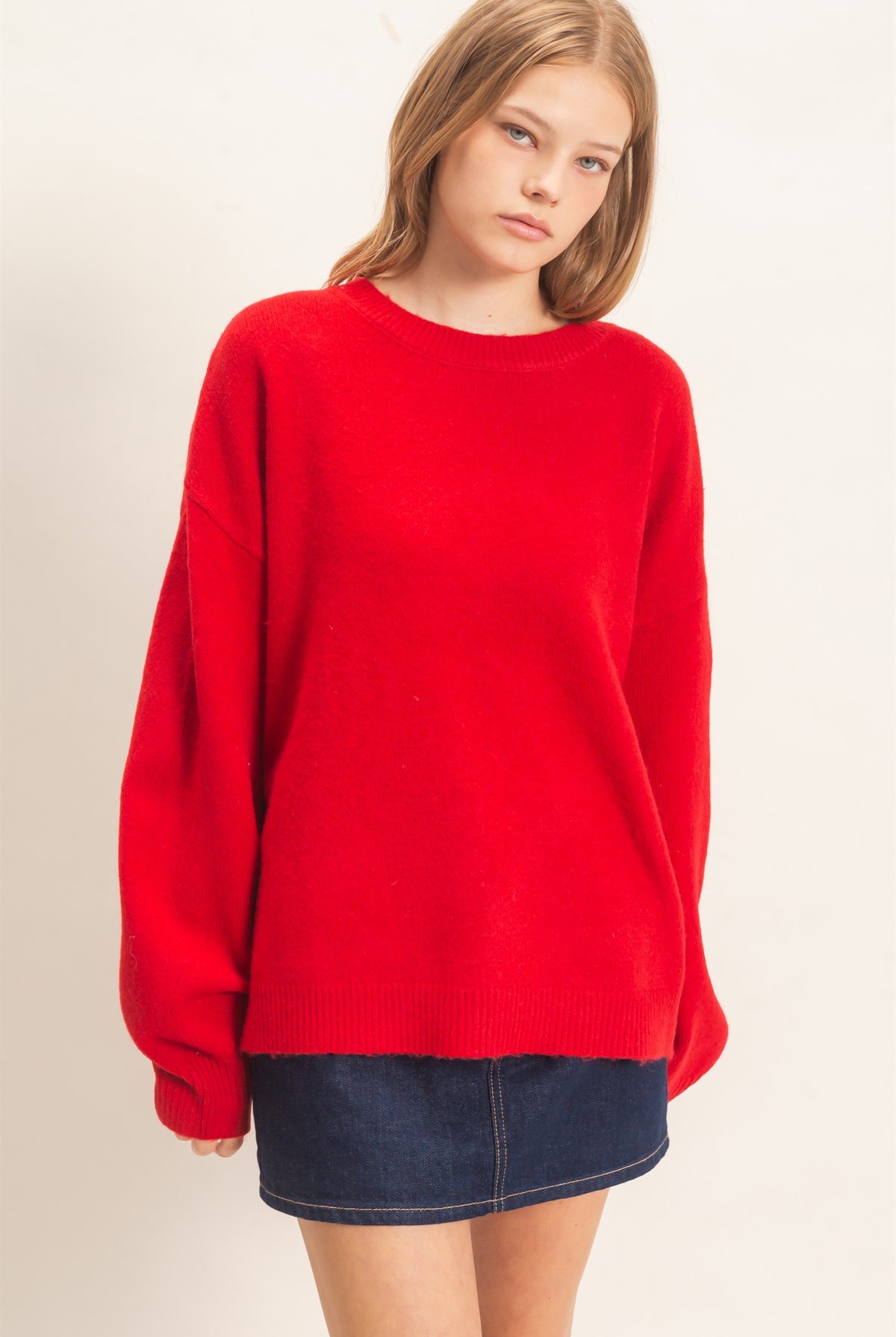 Wholesale Open Back Sweater With Organza Bows Sweaters HF26F149 RED HYFVE