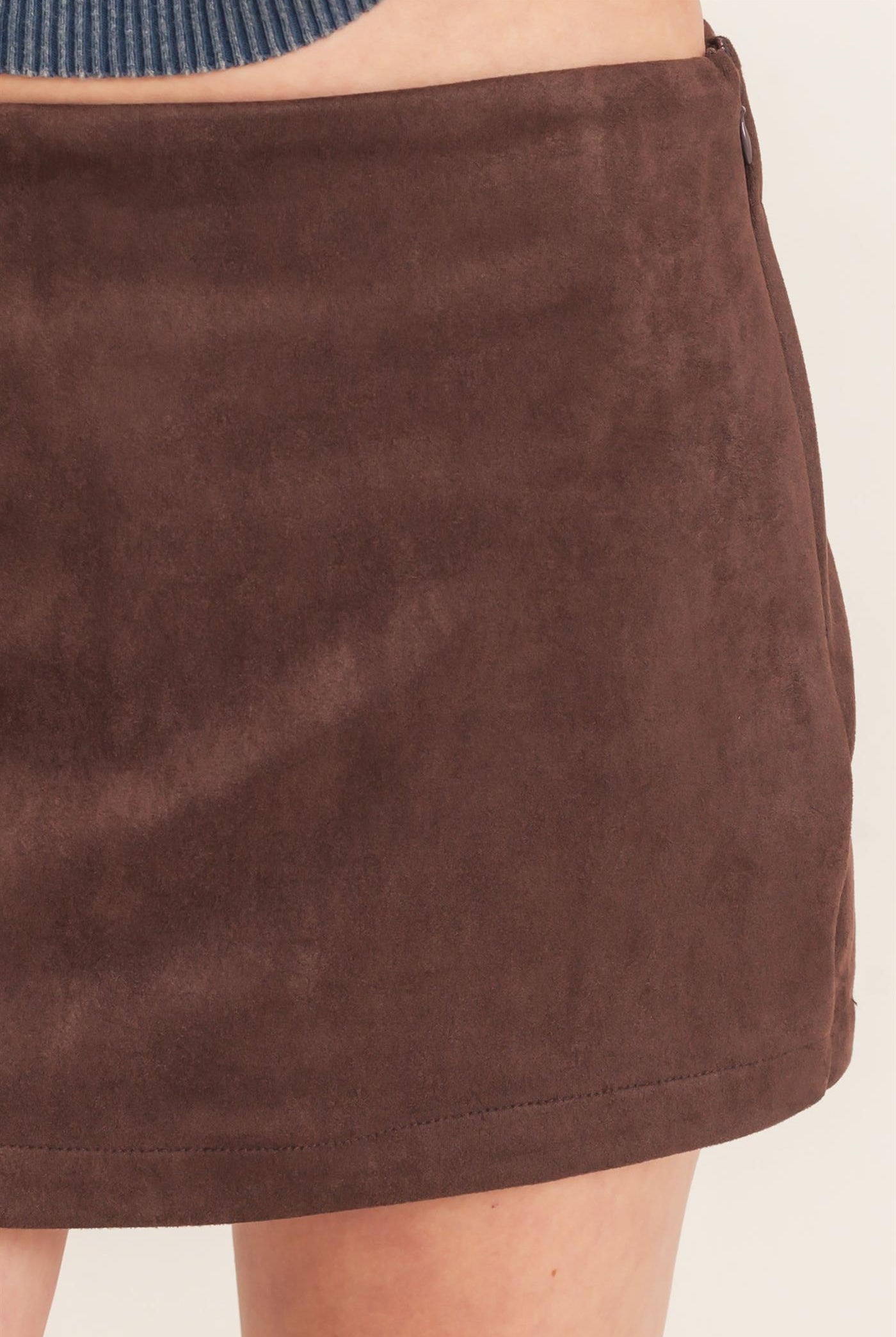 Wholesale Faux Suede Skort Skorts HF26F220 CHESTNUT HYFVE