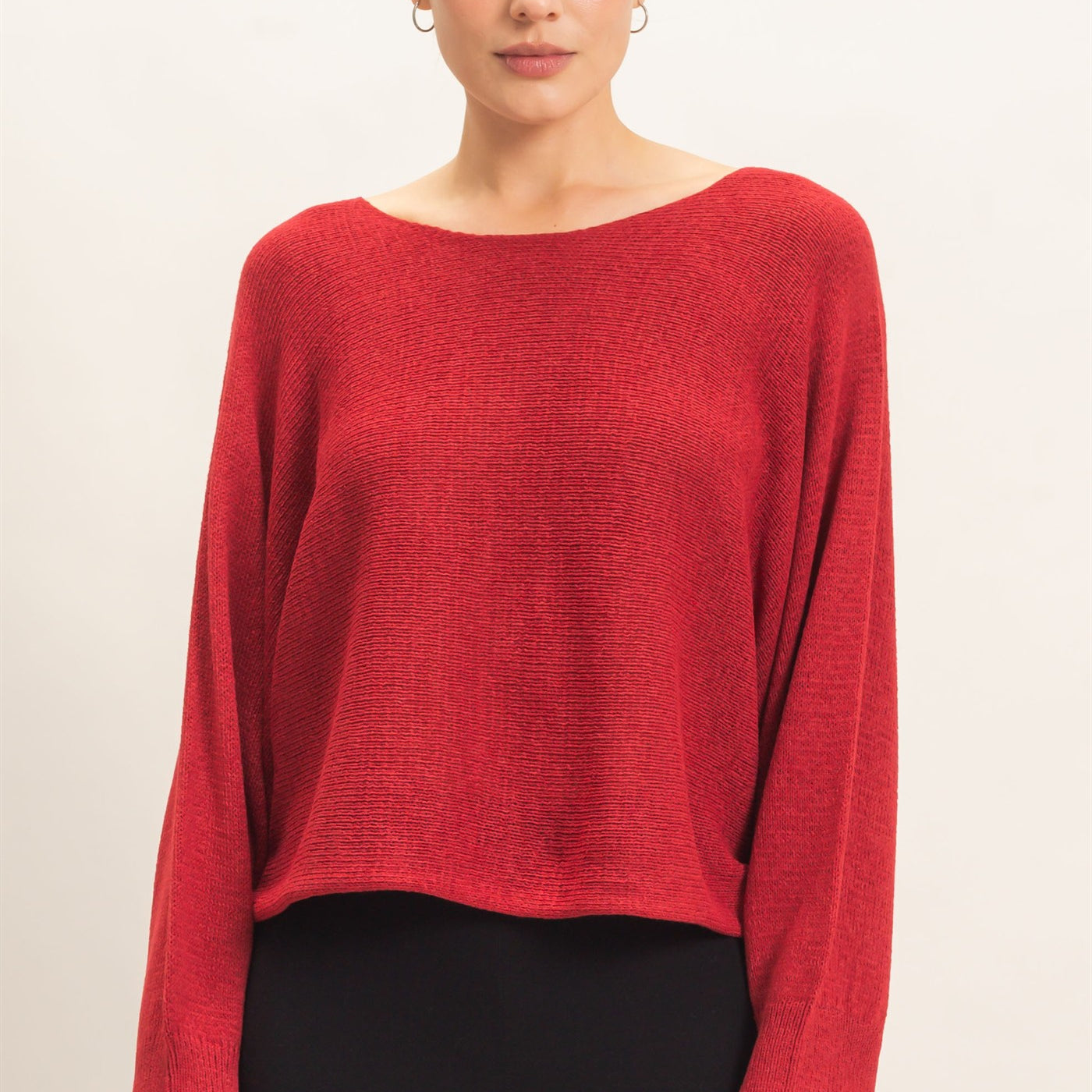 Wholesale Loose Knit Boat Neck Sweater Sweaters HF26E896 ROSE WINE HYFVE