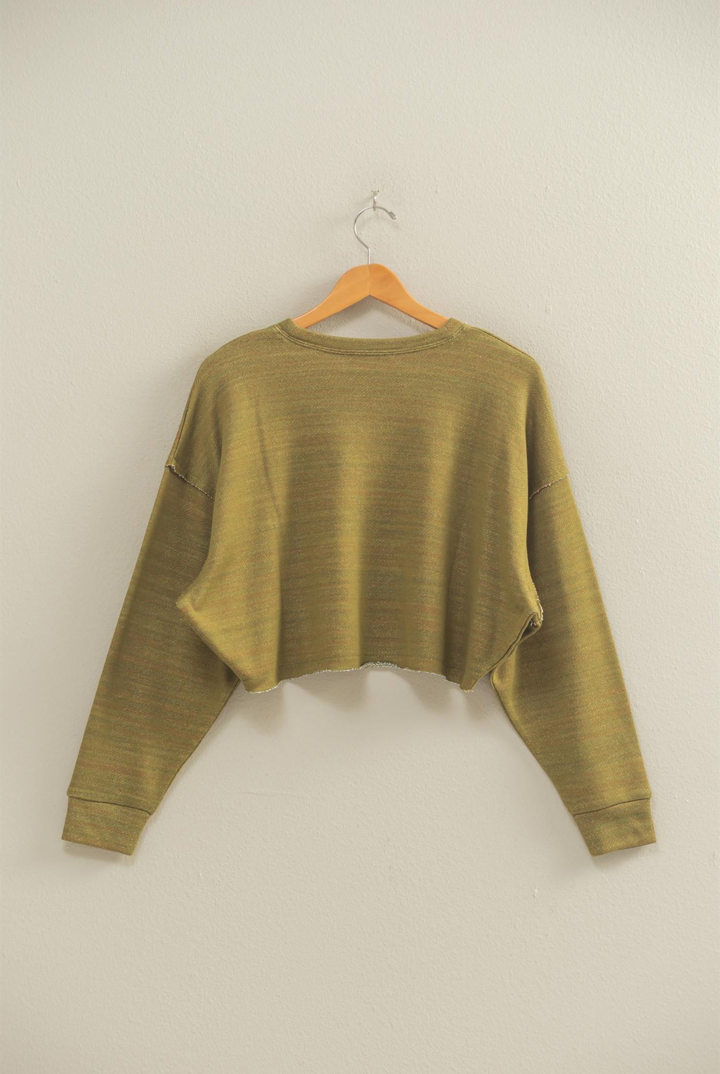 Wholesale Drop-Shoulder Cropped Top Clothing Tops DZ22G906 OLIVE DOUBLE ZERO