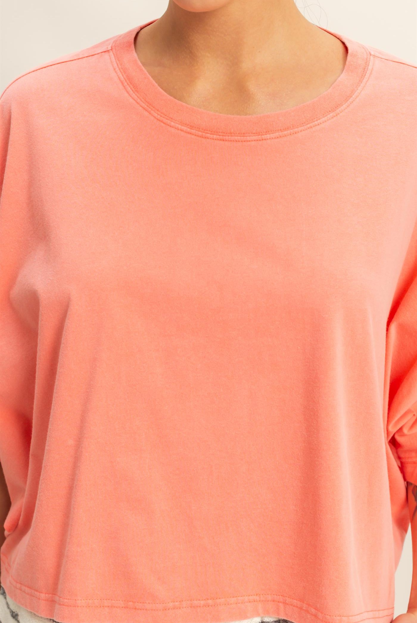 Wholesale Flowy Bat Wing Sleeves Knit Top Clothing Tops DZ25A797 CORAL DOUBLE ZERO
