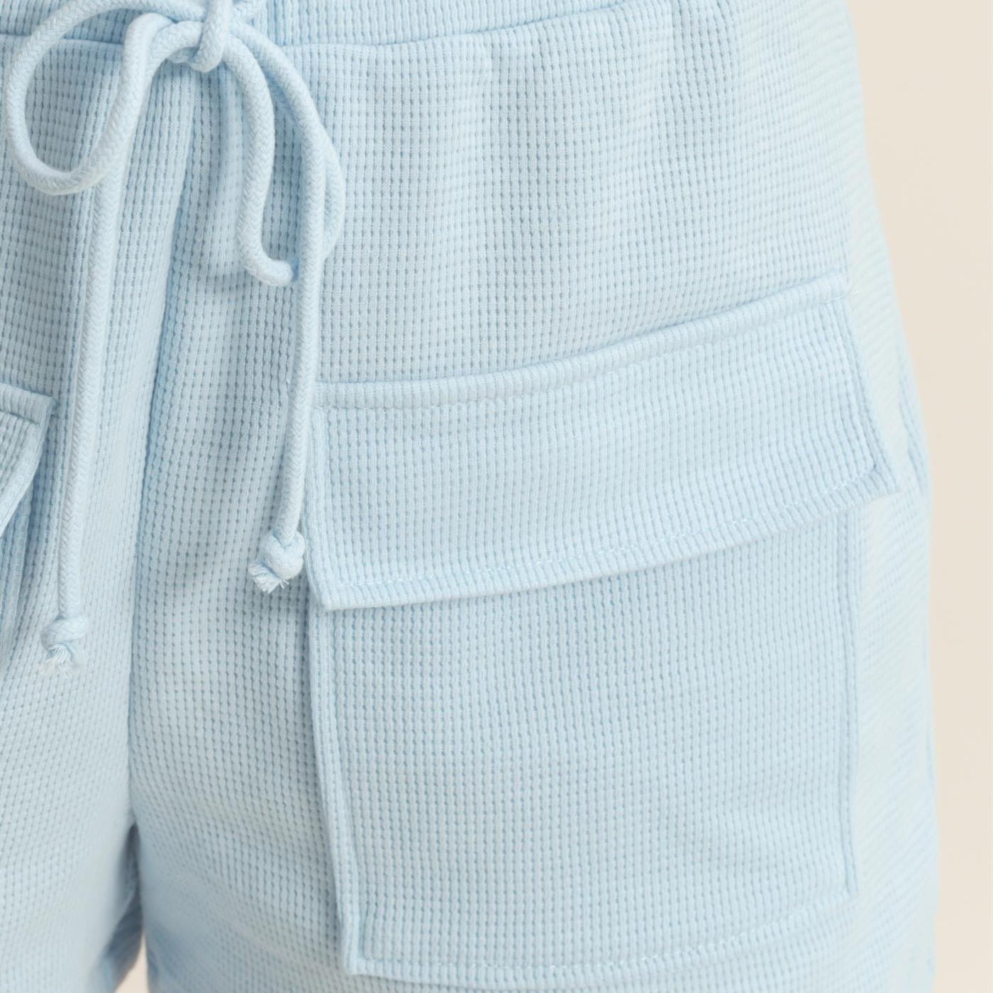 Wholesale Waffle Knit Front Pocket Shorts Shorts DZ25A793 ICE BLUE DOUBLE ZERO