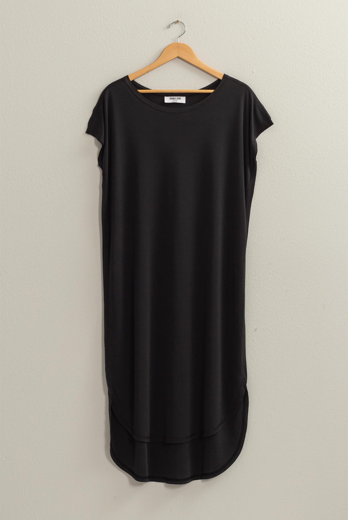 Wholesale Soft High Low Midi Dress With Round Hem Dresses DZ25E307 BLACK DOUBLE ZERO