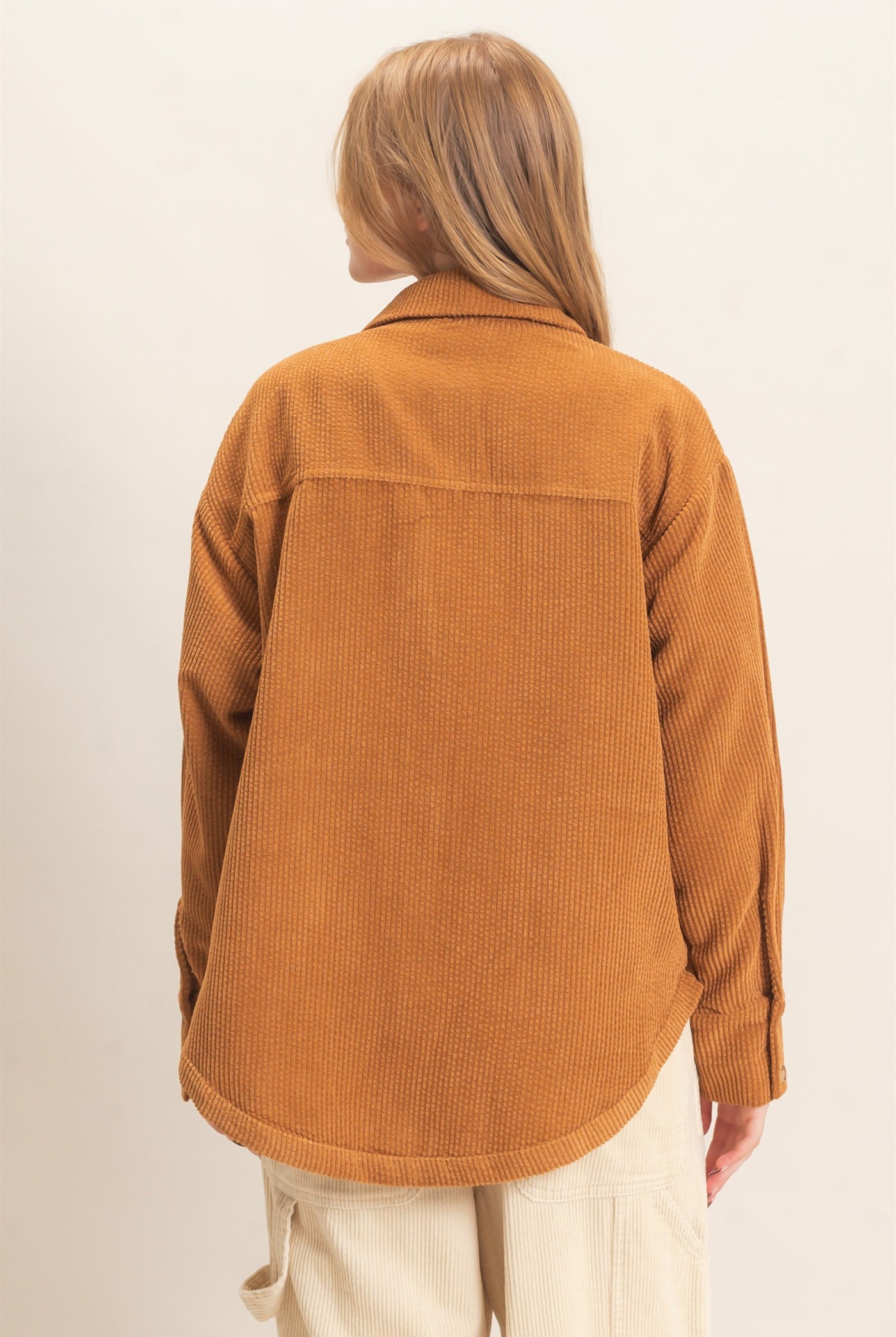 Wholesale Corduroy Button-Up Shirt Outerwear HF26F163 CAMEL HYFVE