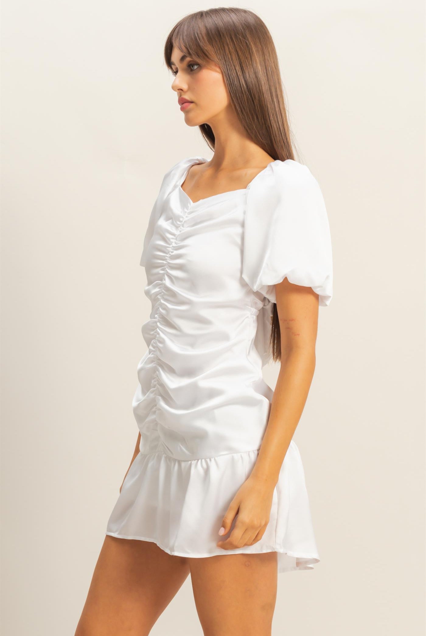 Wholesale Ruched Mini Dress Dresses HF22C741 OFF WHITE HYFVE
