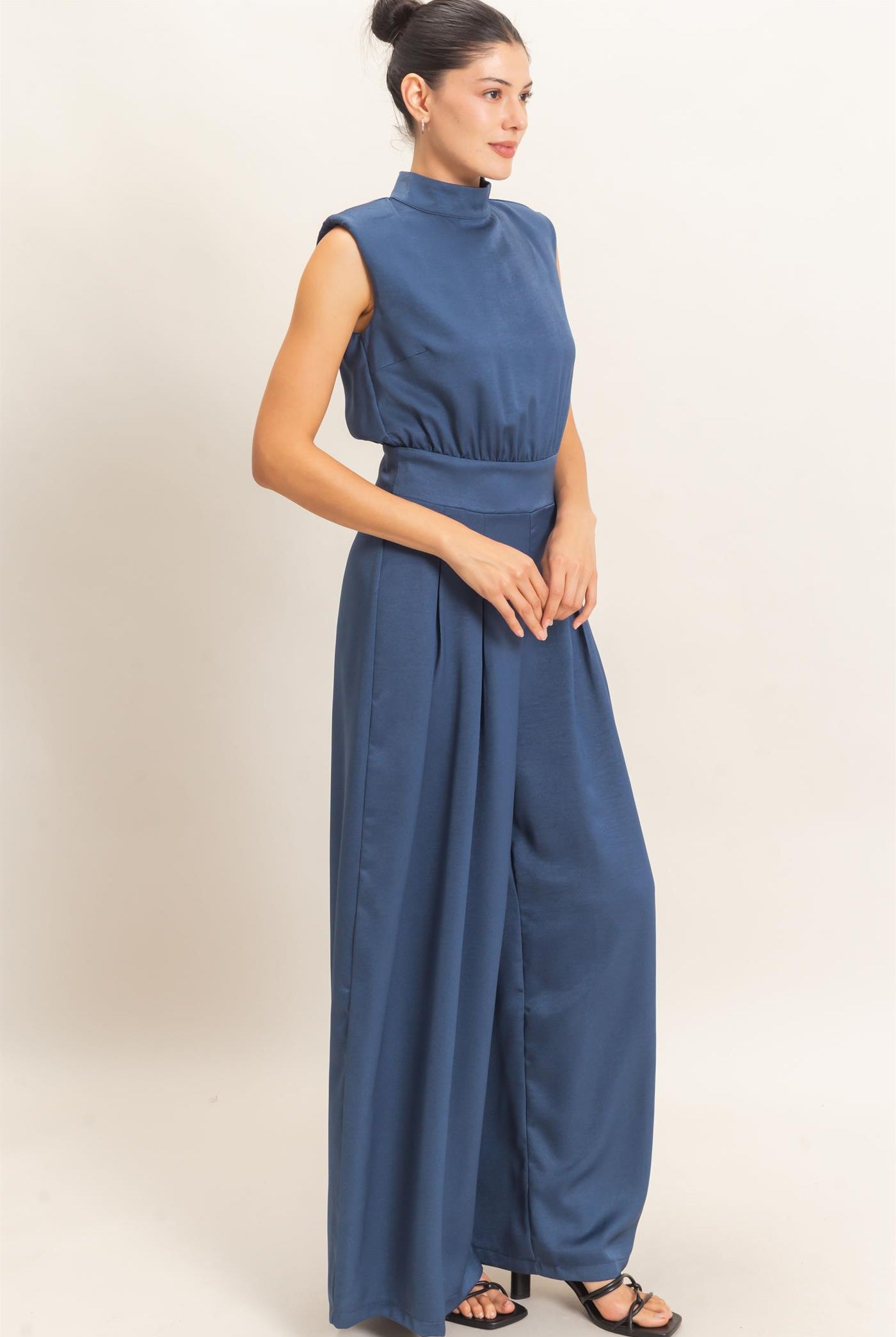 Wholesale Sleeveless Mock Neck Jumpsuit Clothing HF26F209-D MIDNIGHT BLUE HYFVE