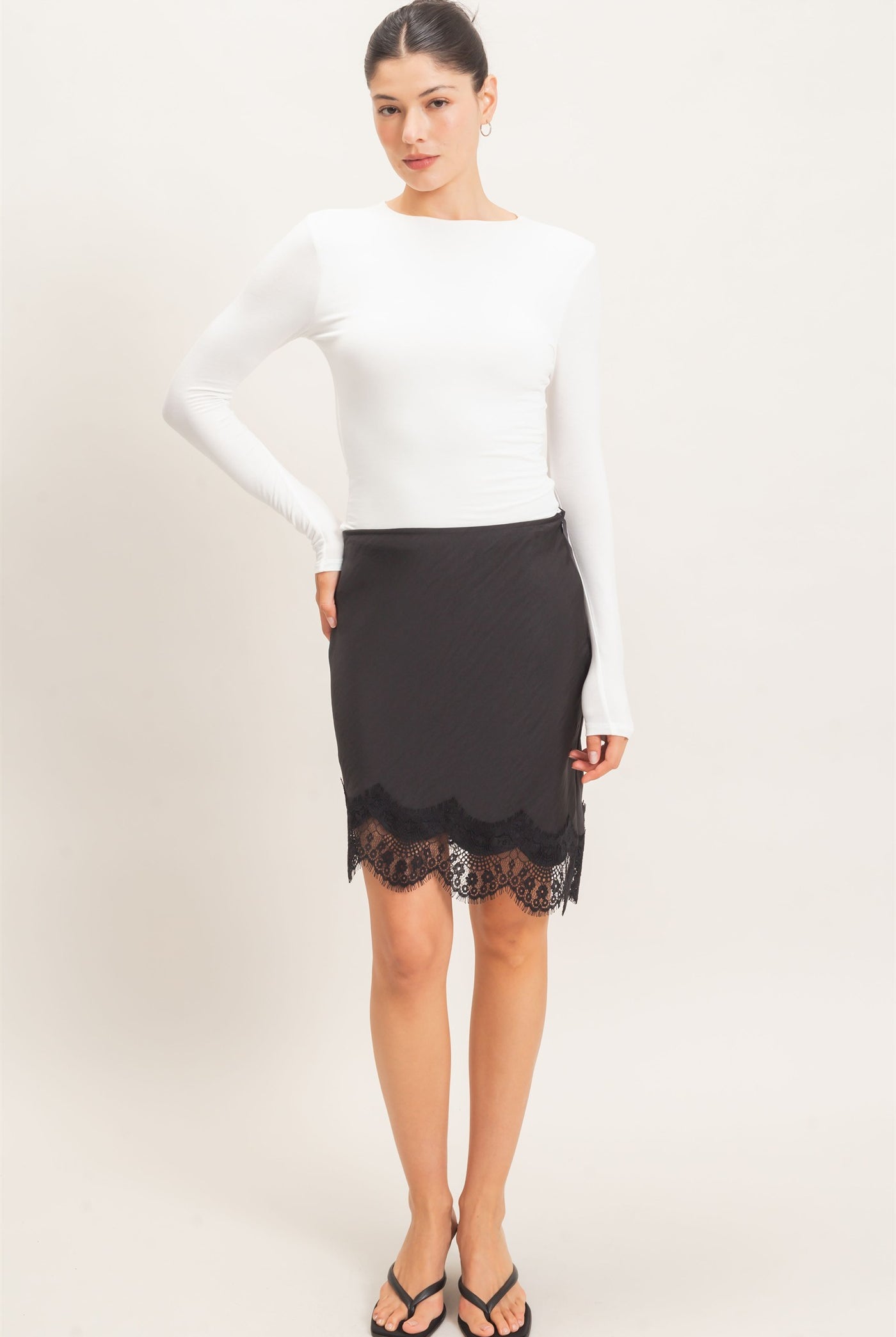 Wholesale Asymmetrical Bias Cut Slip Skirt Skirts HF26C854-D BLACK HYFVE