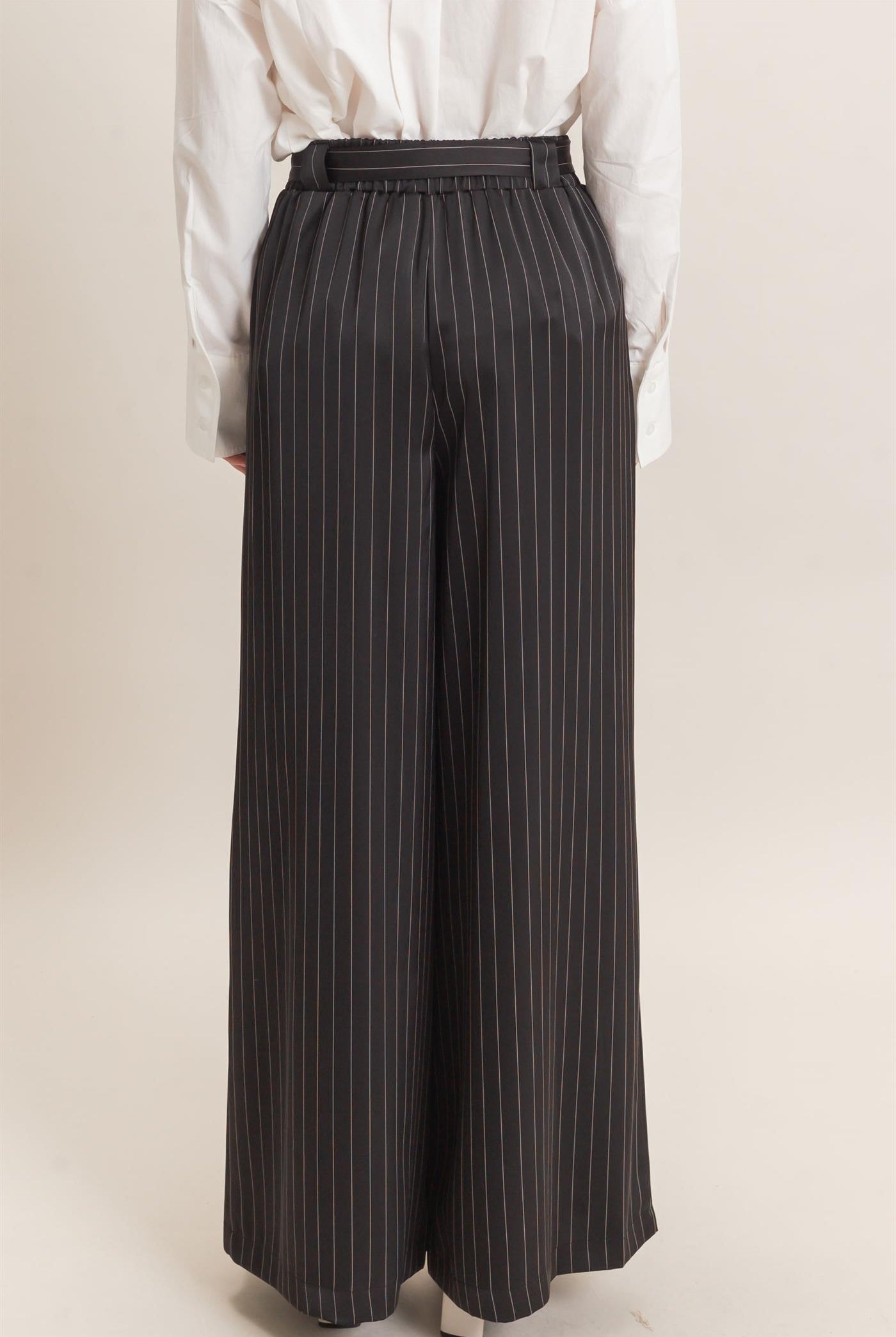 Wholesale Pinstripe Wide-Leg Pants Pants HF25F030 BLACK HYFVE