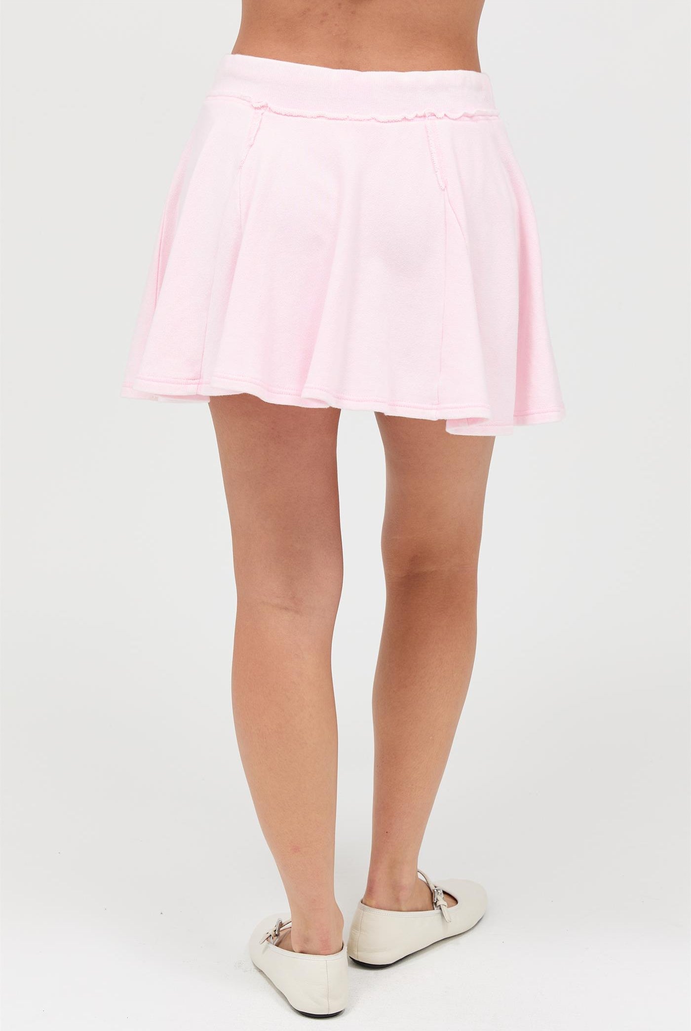 Wholesale Acid Washed Mid Wiast Flowy Skort Skorts DZ26A928 SOFT PINK DOUBLE ZERO