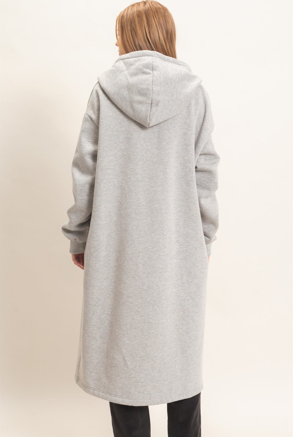 Wholesale Oversized Hooded Open Front Coat Coats & Jackets HF26F142-D H.GRAY HYFVE