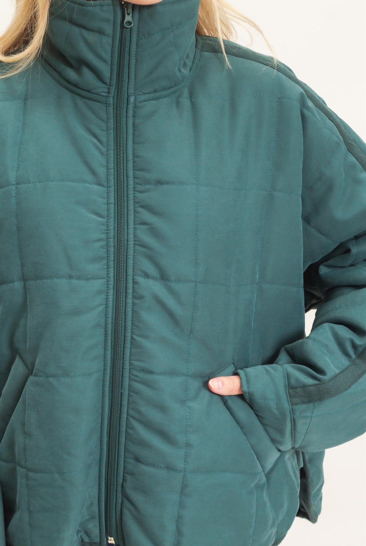 Wholesale Quilted High Collar Jacket Coats & Jackets HF26F167-D TEAL HYFVE