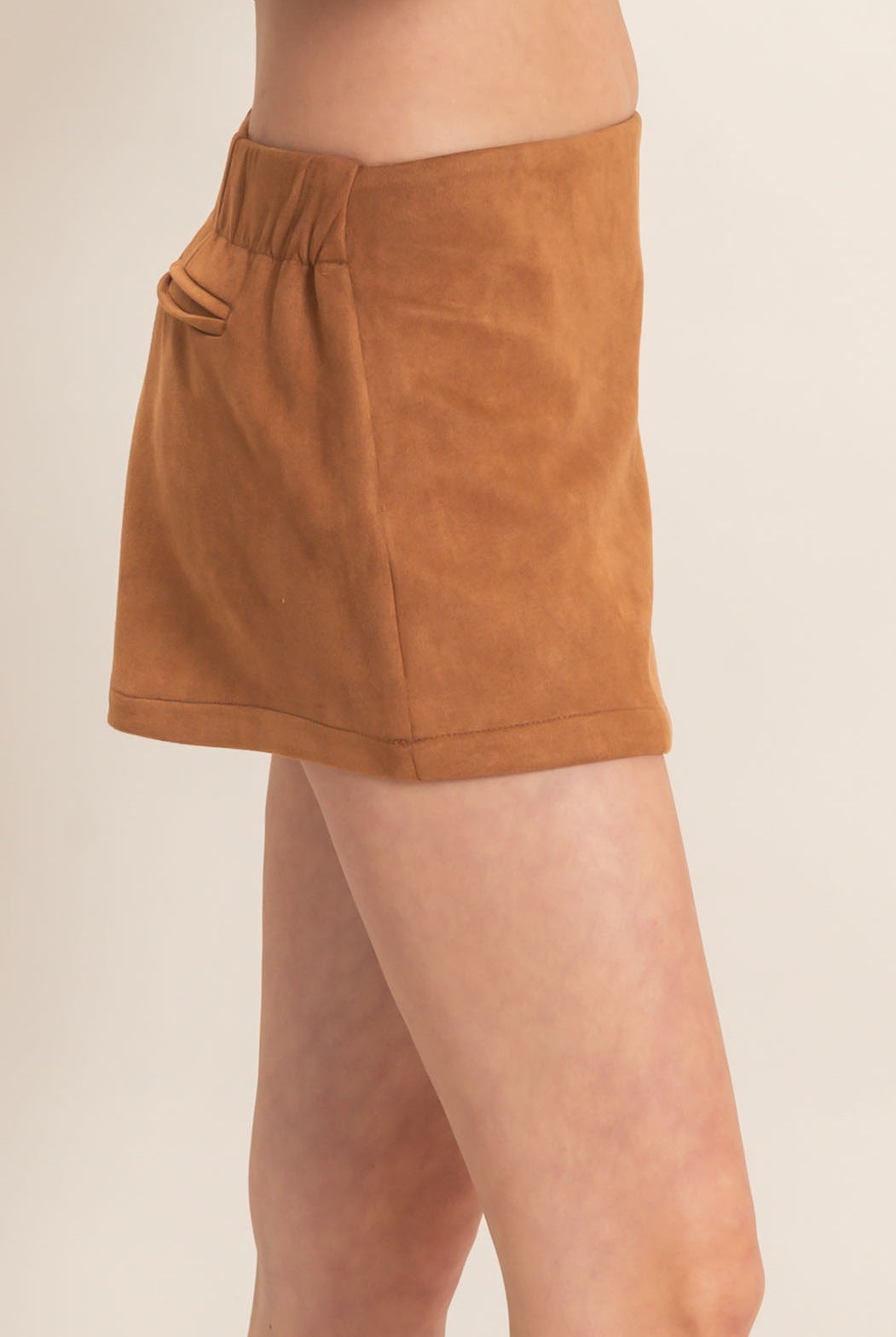 Wholesale Faux Suede Skort Skorts HF26F220 CAMEL HYFVE