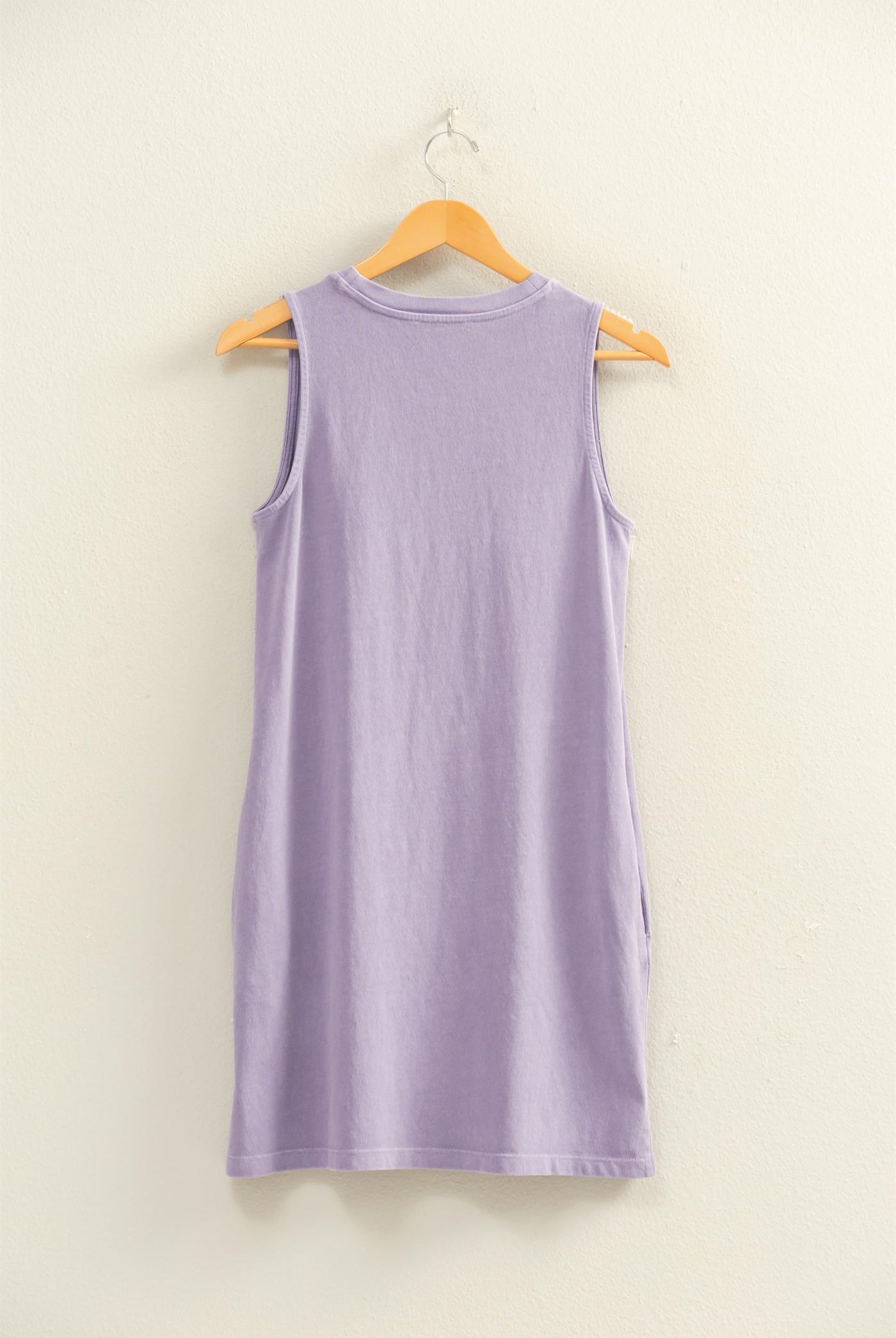 Wholesale Pigment Dyed Sleeveless Mini Dres Dresses DZ26A745 DUSTY PURPLE DOUBLE ZERO