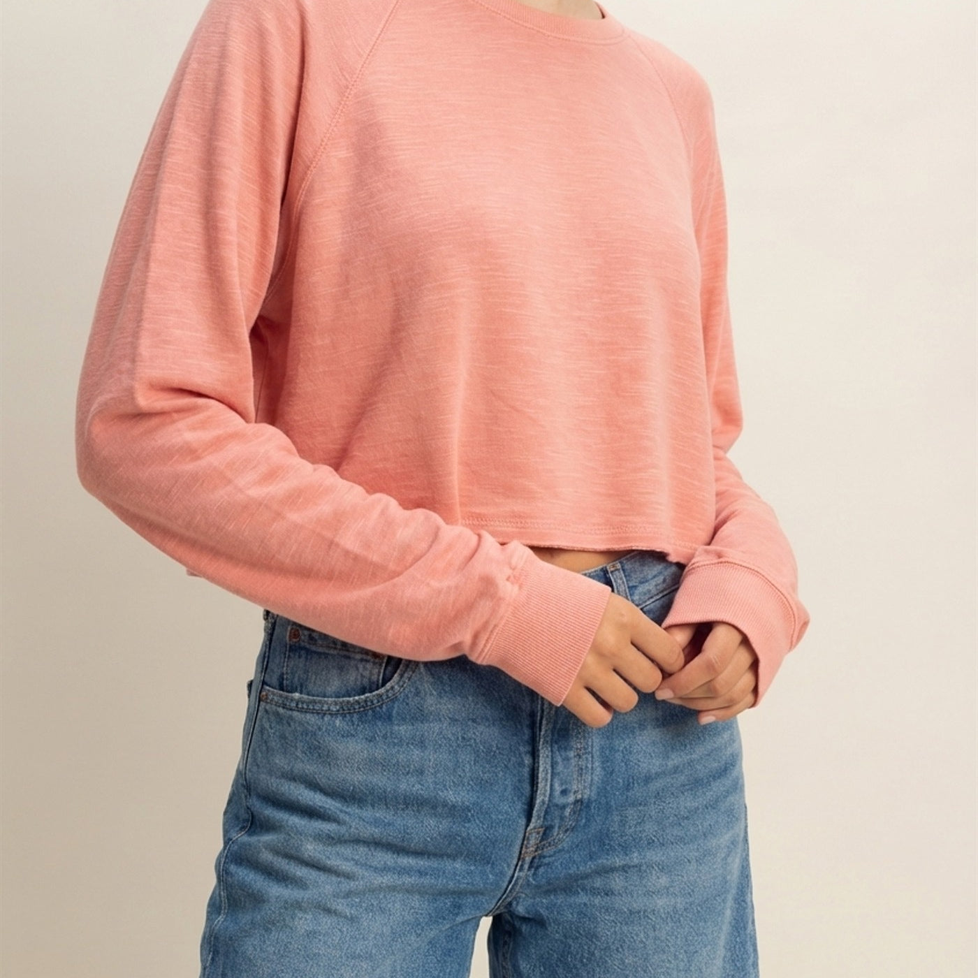 Wholesale Long Sleeve Round Neck Top Clothing Tops DZ22E691 TEAK ROSE DOUBLE ZERO